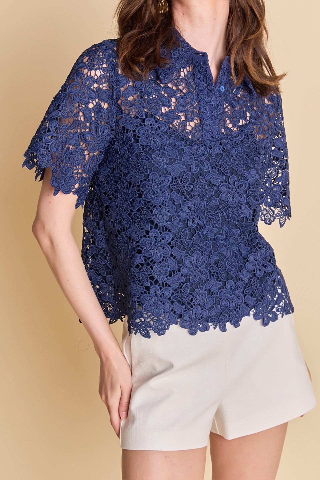 Lace Collared Top