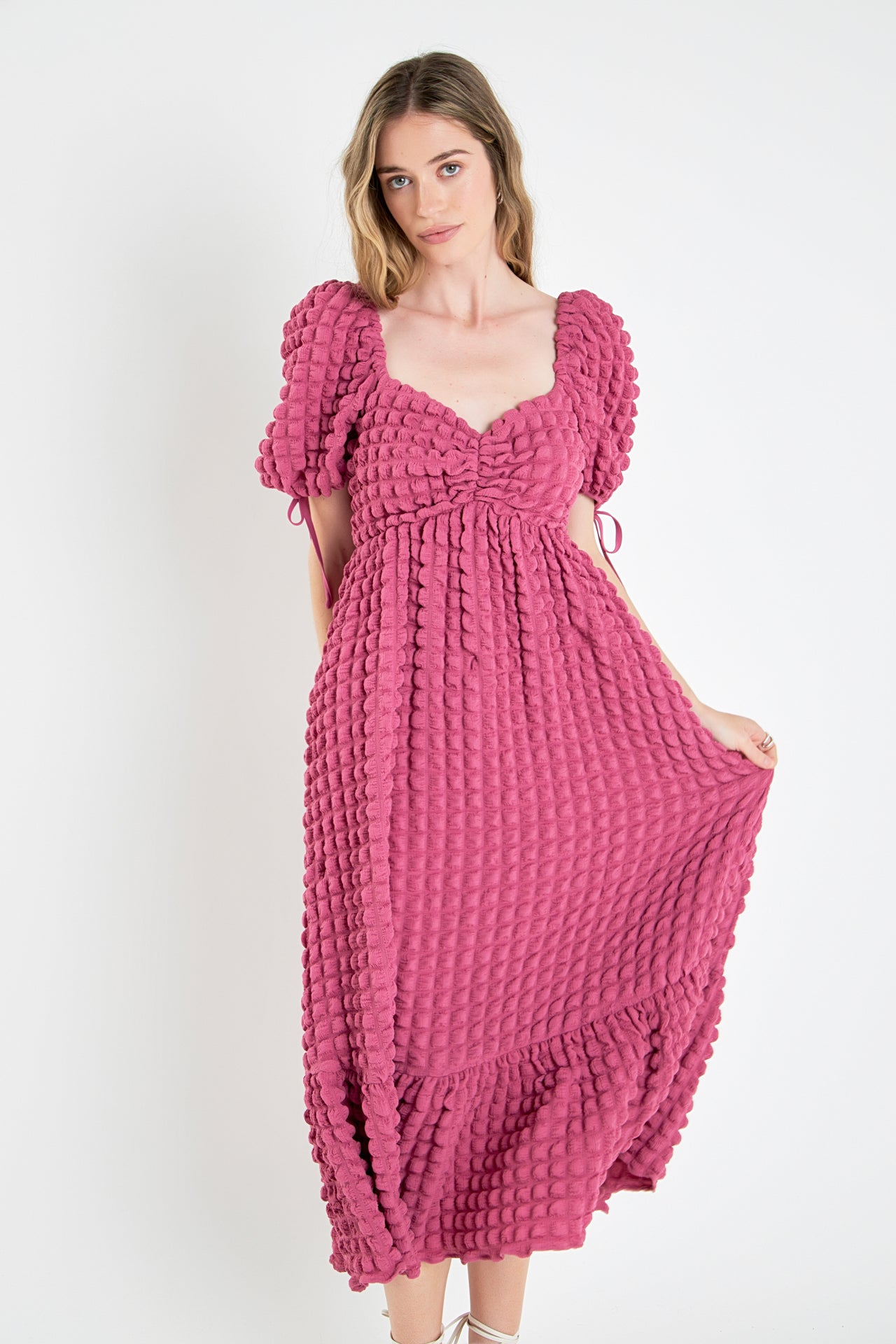 Bubble Puff Sleeve Maxi Dress