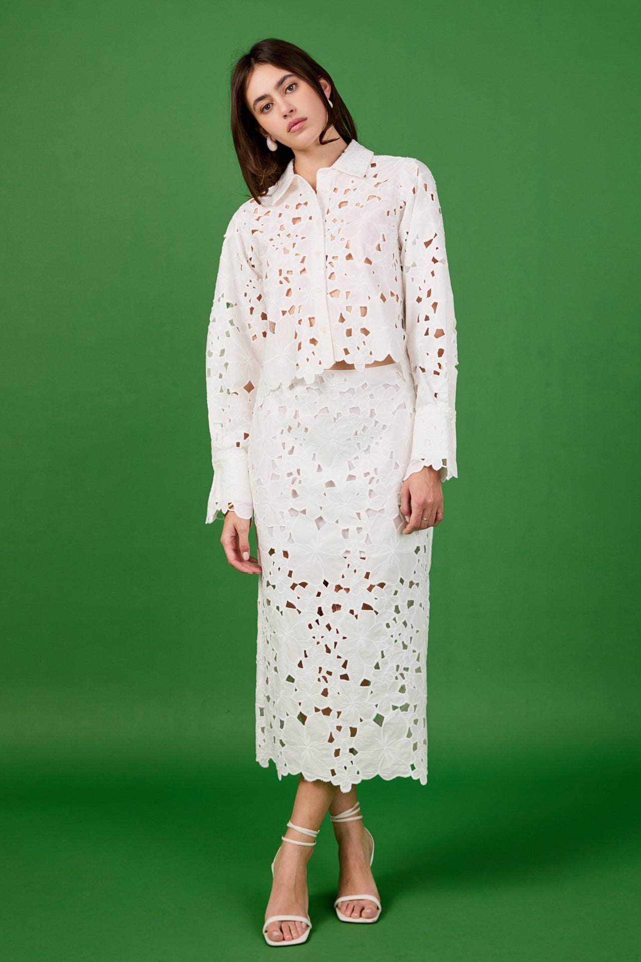 Lace Button-Up Top