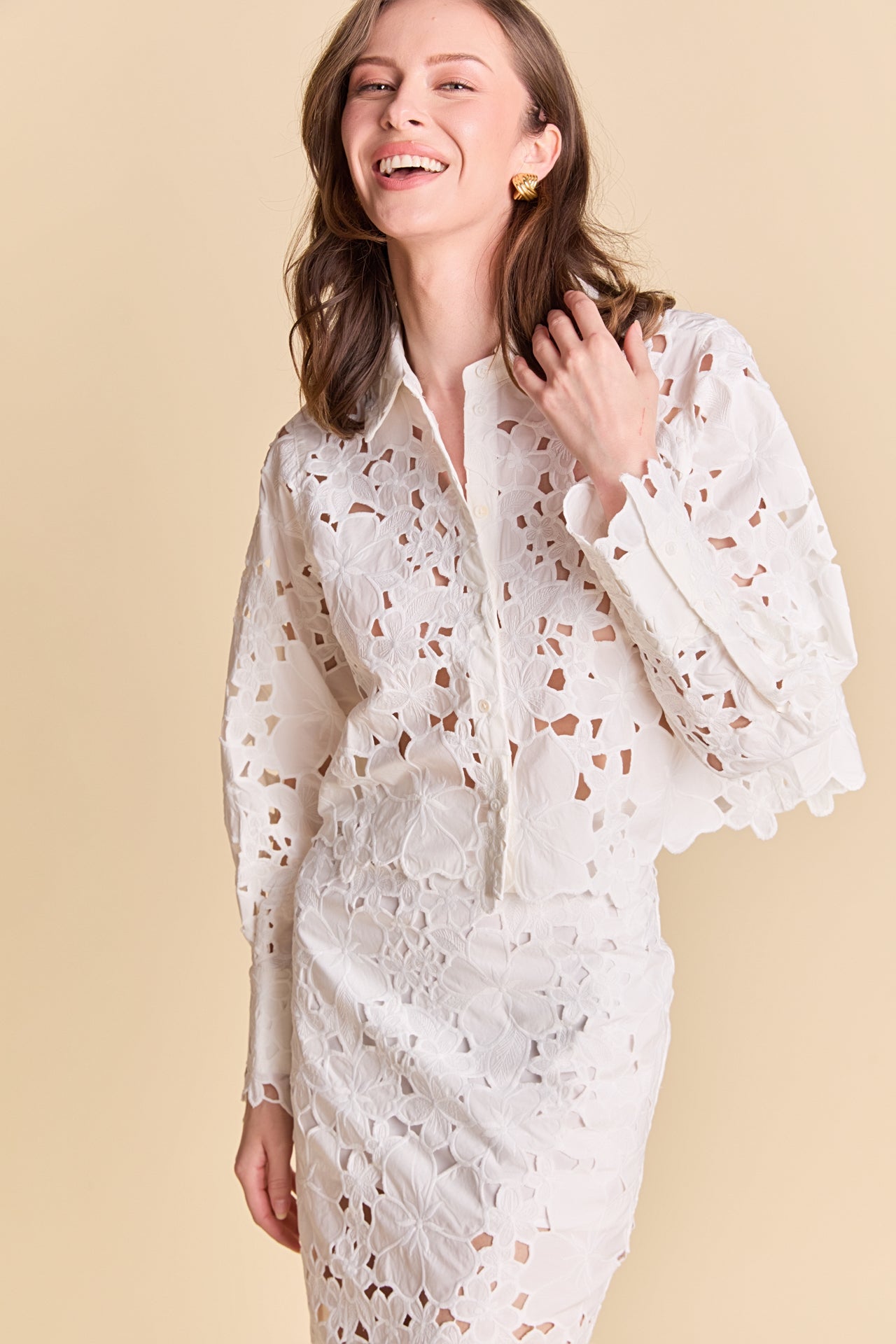 Lace Button-Up Top