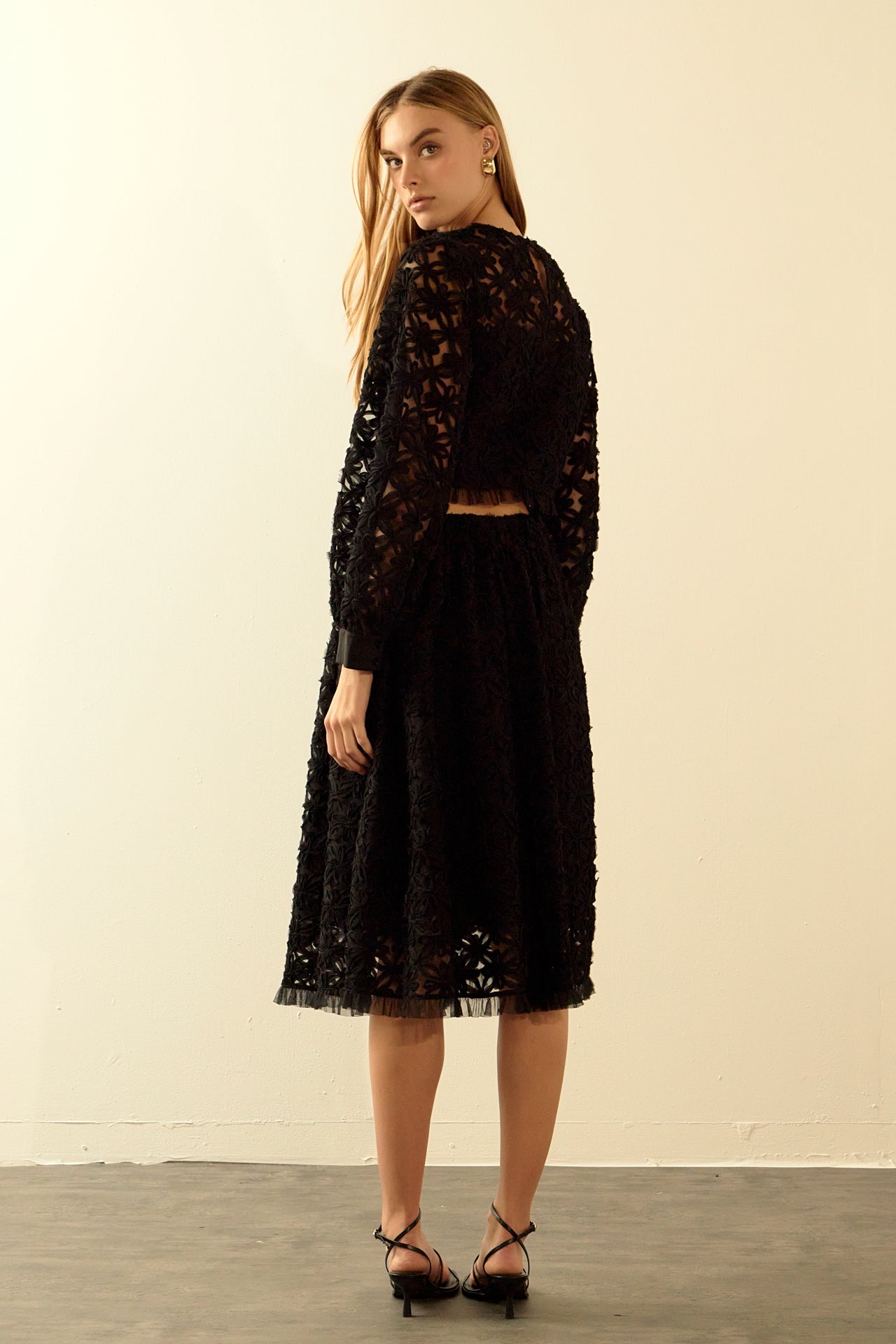 Floral Lace Midi Skirt