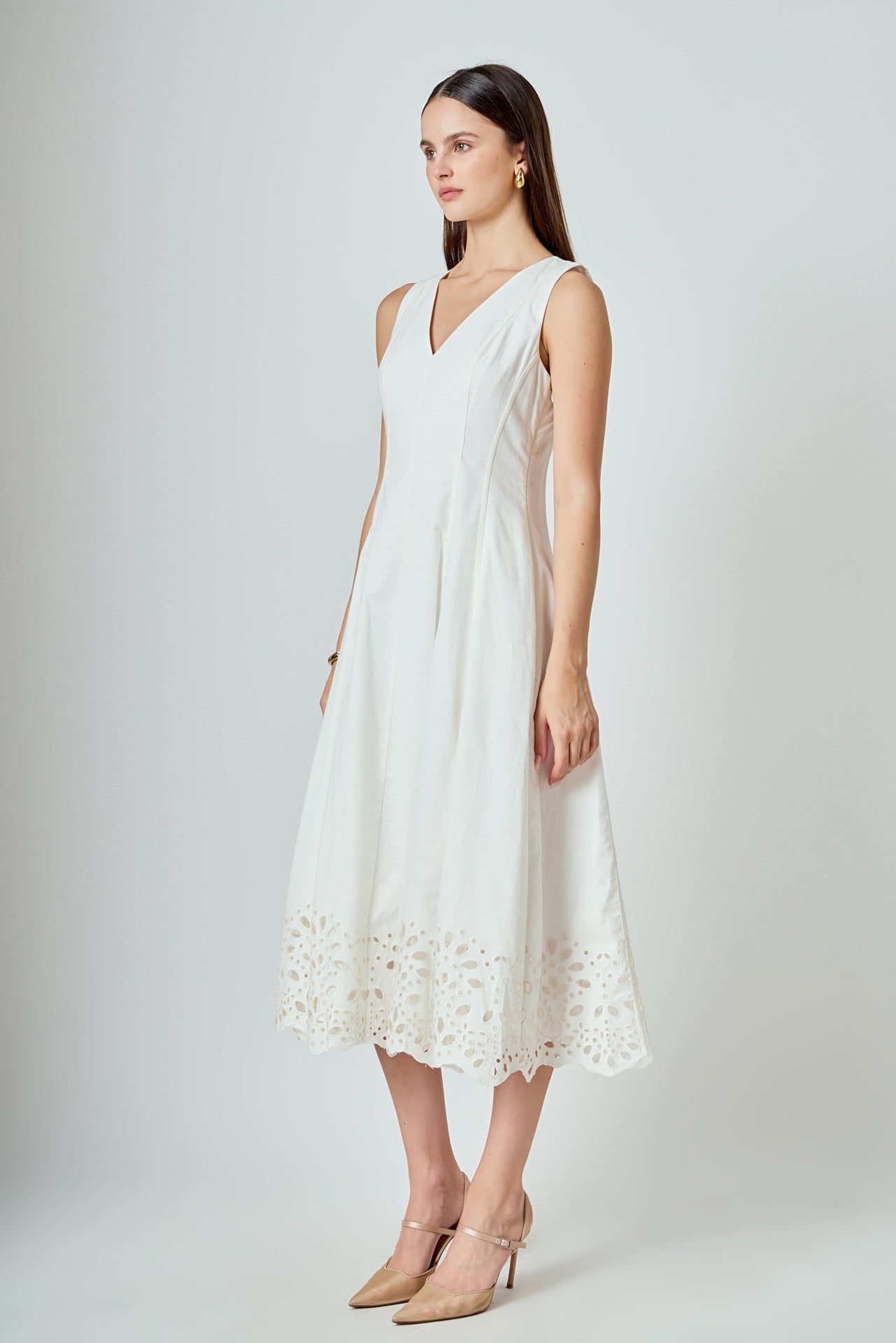Embroidered Flounce Maxi Dress