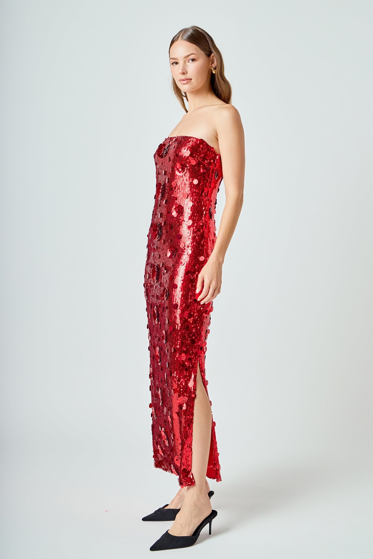 Sequins Applique Midi Dress