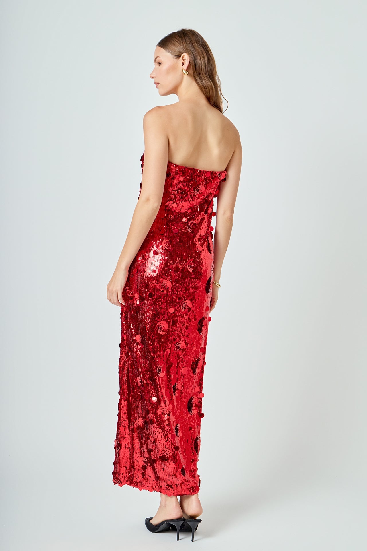 Sequins Applique Midi Dress