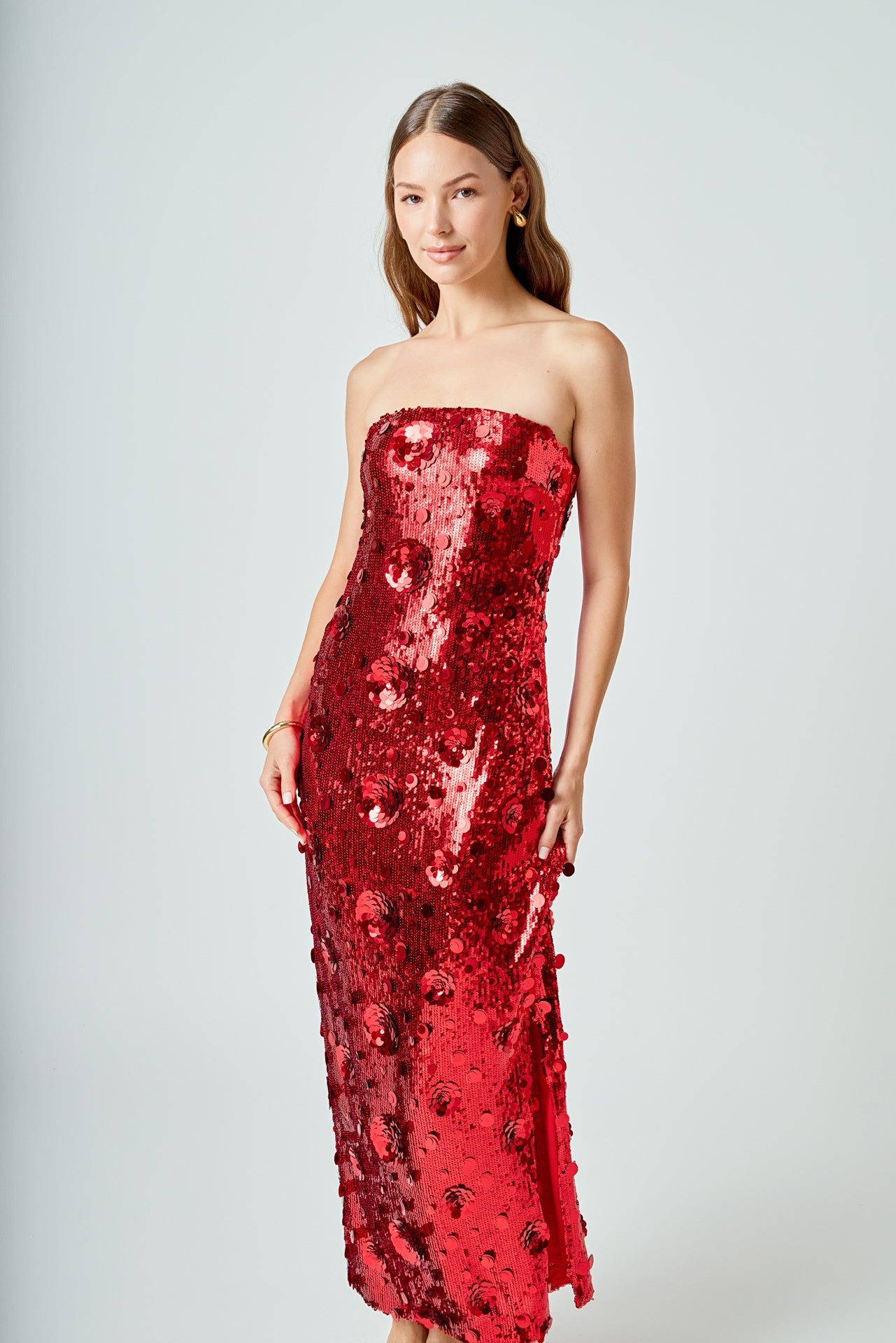 Sequins Applique Midi Dress