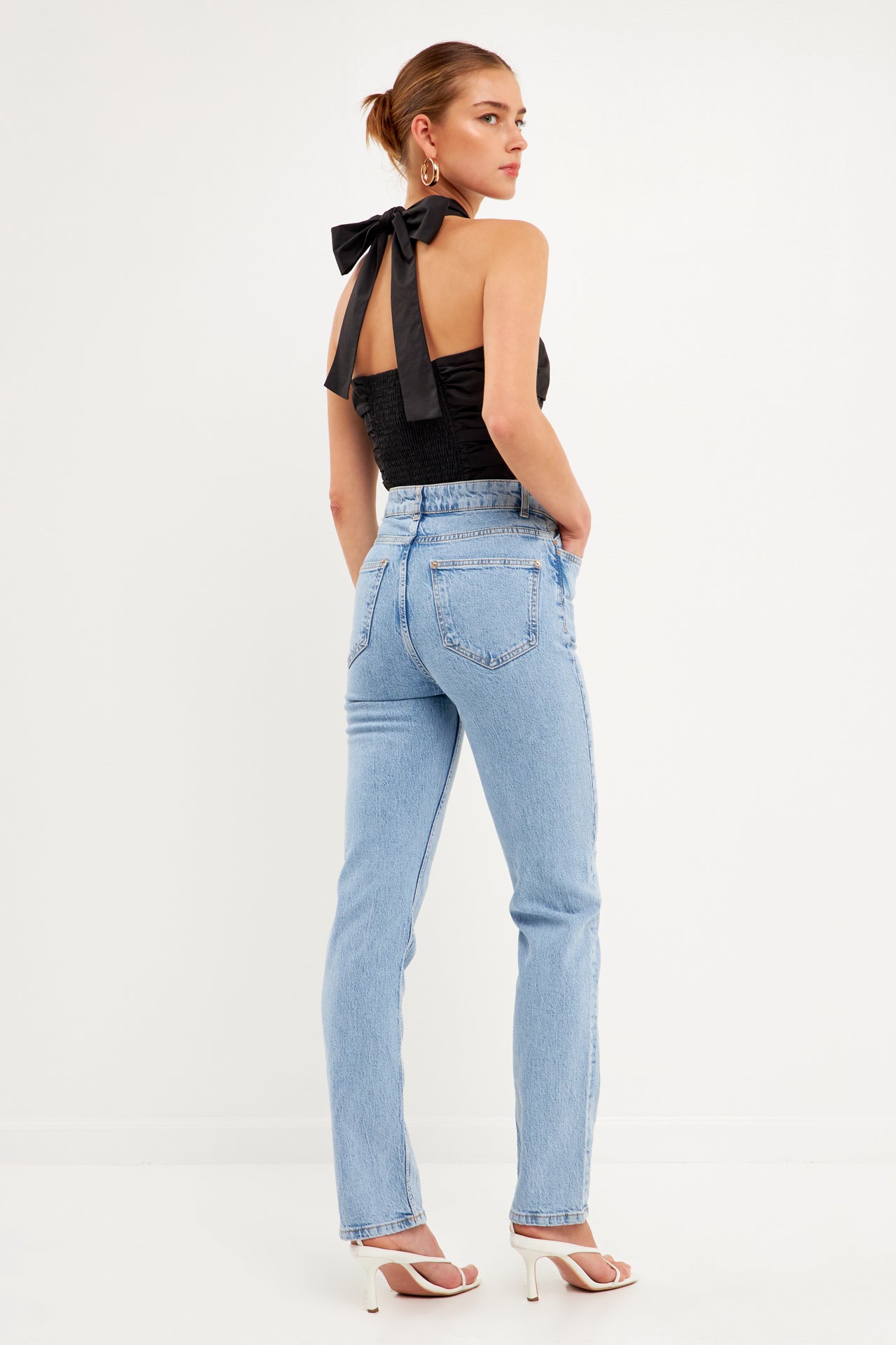 Halter Loop Ruched Top