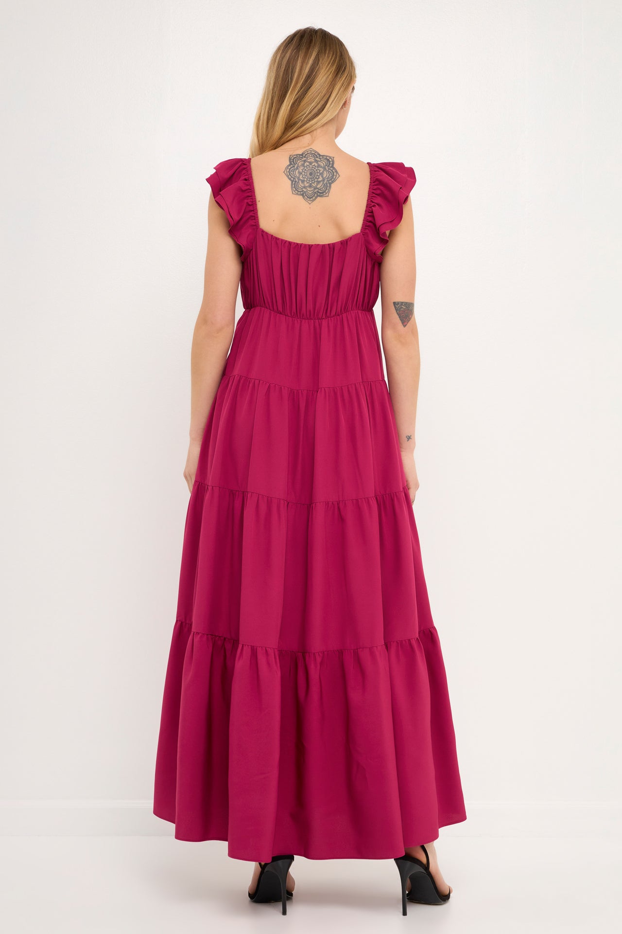 Ruffle Sleeve Maxi Dress