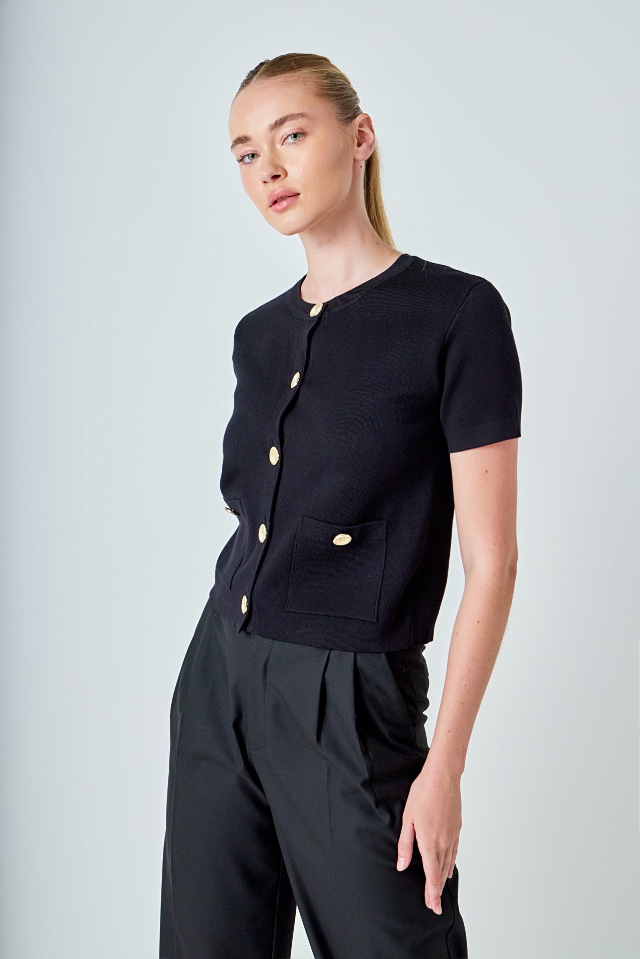 Short Sleeve Button-Up Cardigan