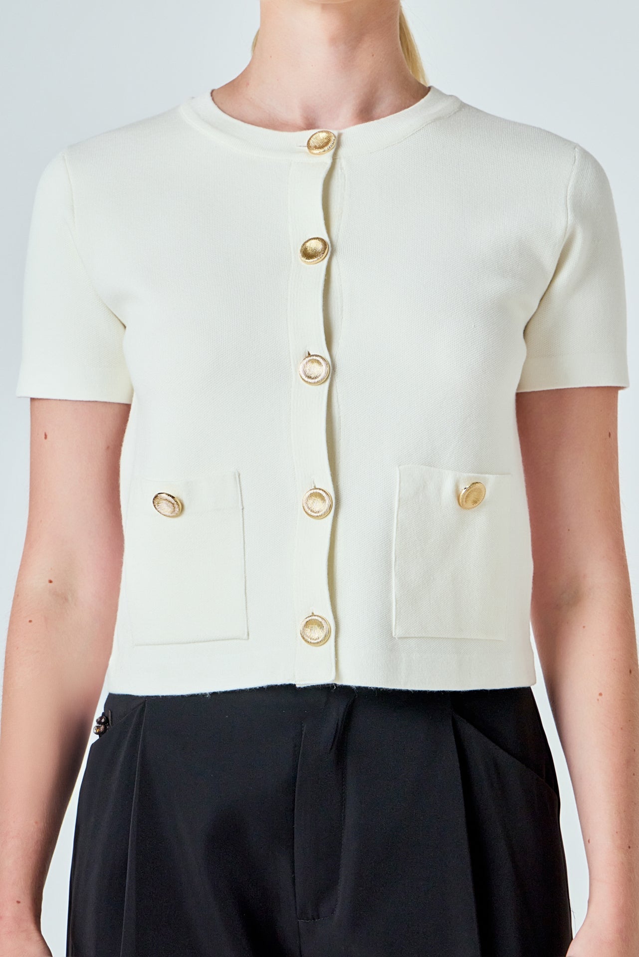 Short Sleeve Button-Up Cardigan