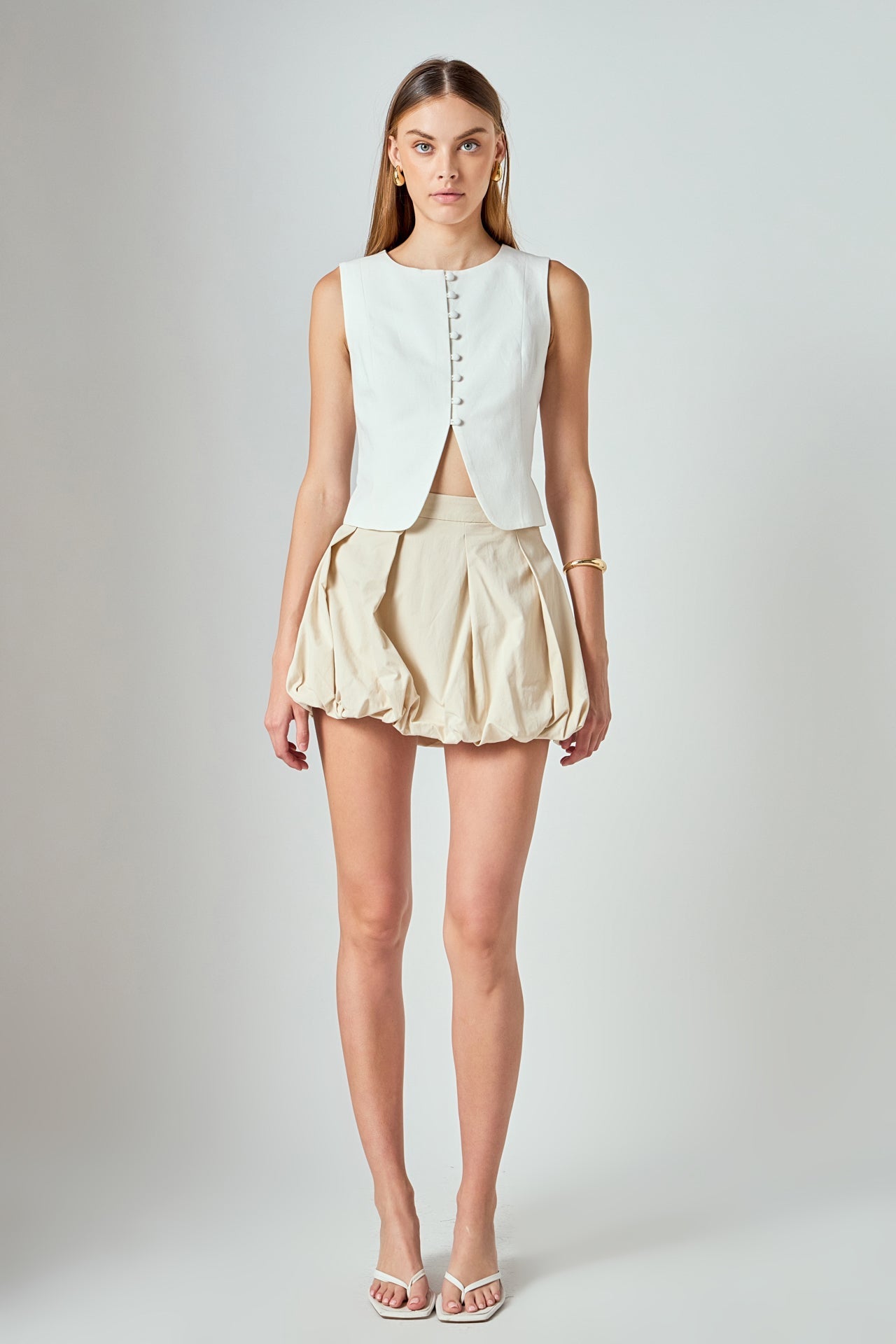 Tara Button Up Cotton Linen Vest