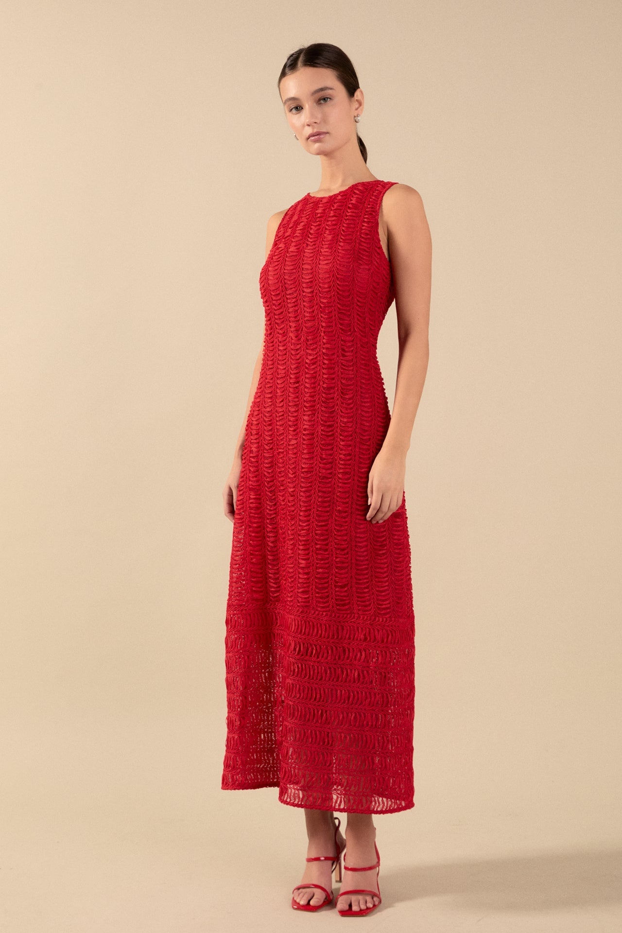 Chloe Textured Sleeveless Midi Dress