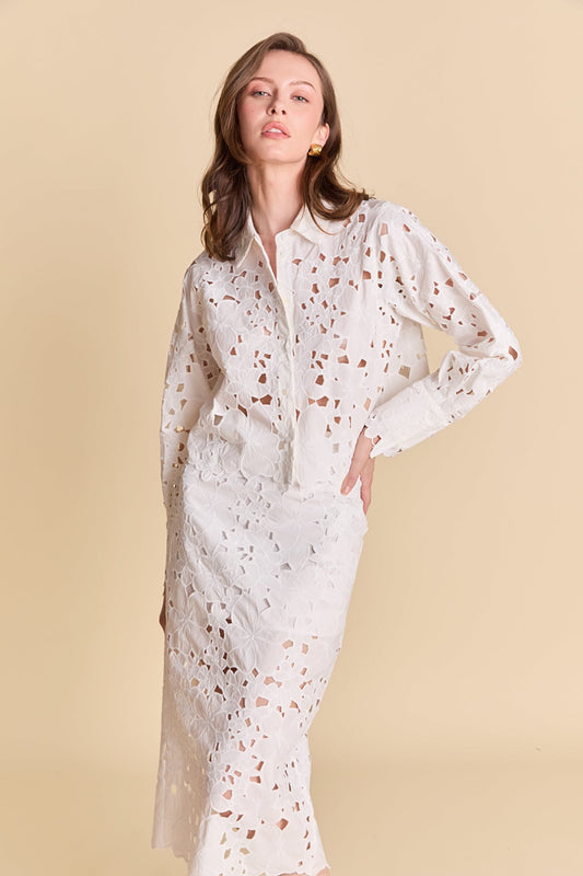 Lace Button-Up Top