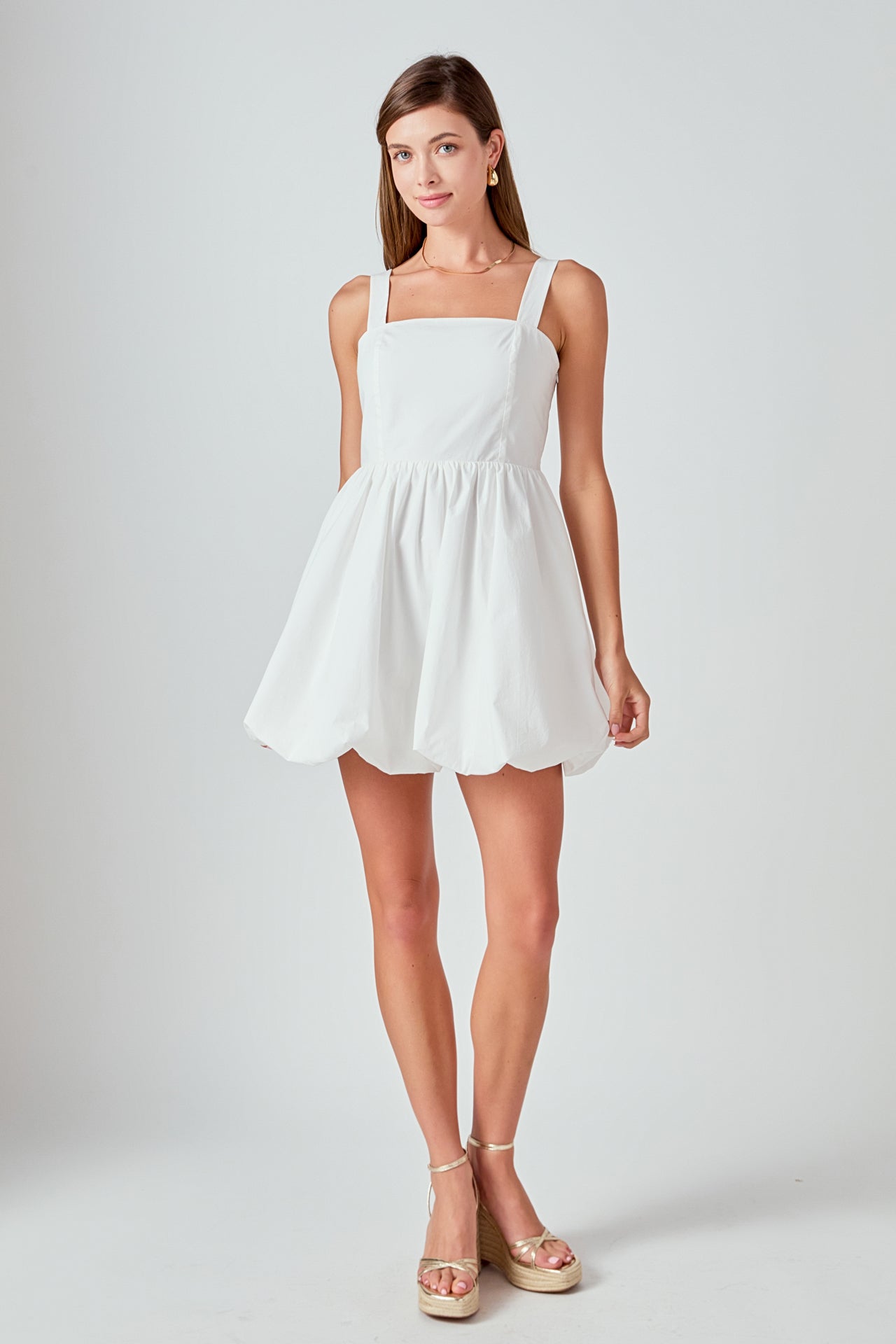 Square neckline shoulder straps mini Dress