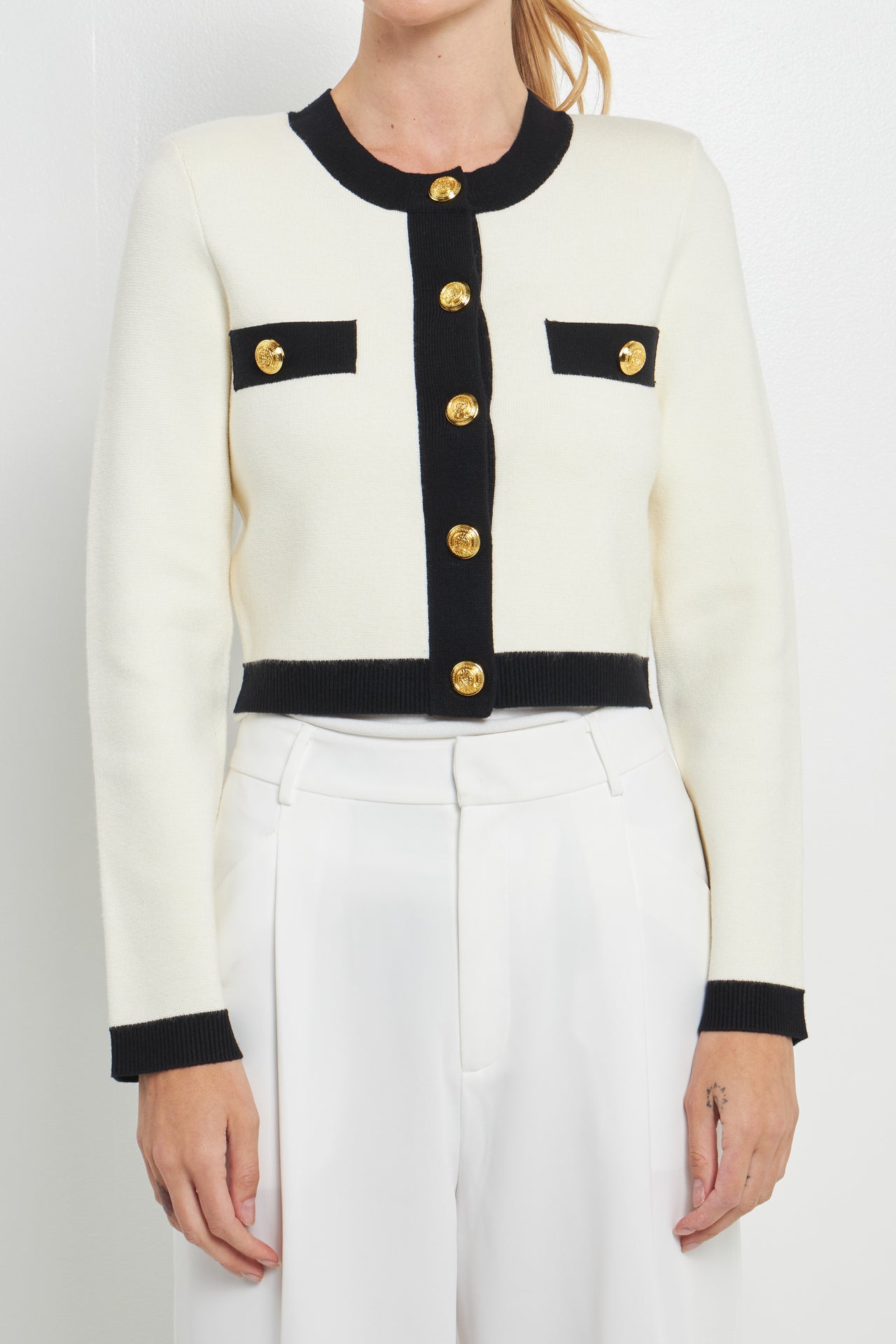 Cropped Button-Up Cardigan