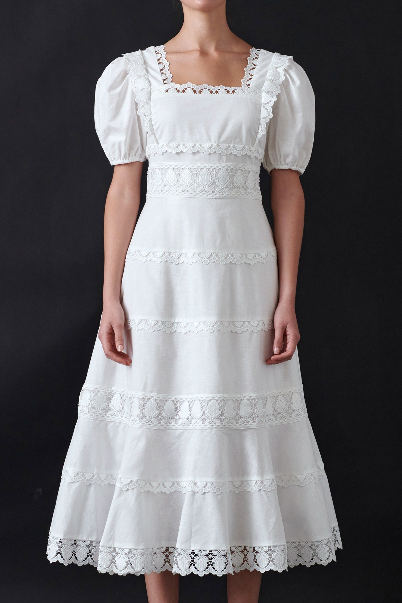 Multi Lace Linen Maxi Dress