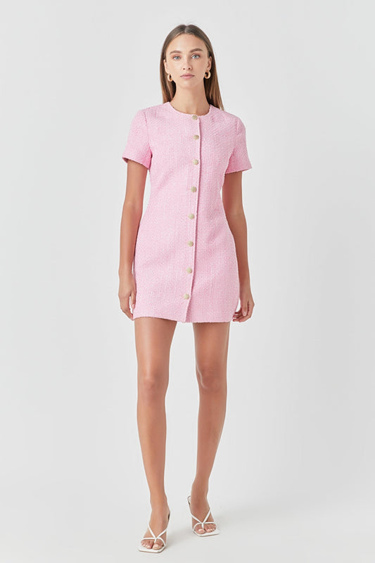 Short Sleeve Tweed Dress