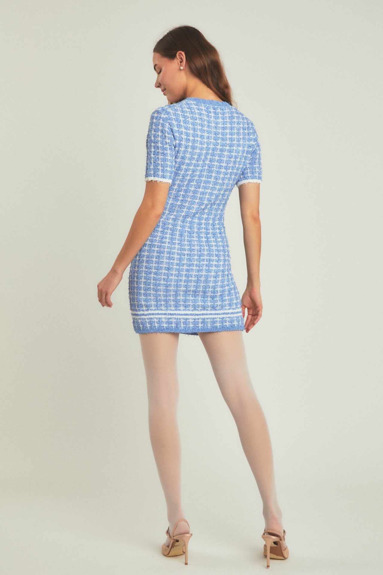 Check Sweater Mini Dress