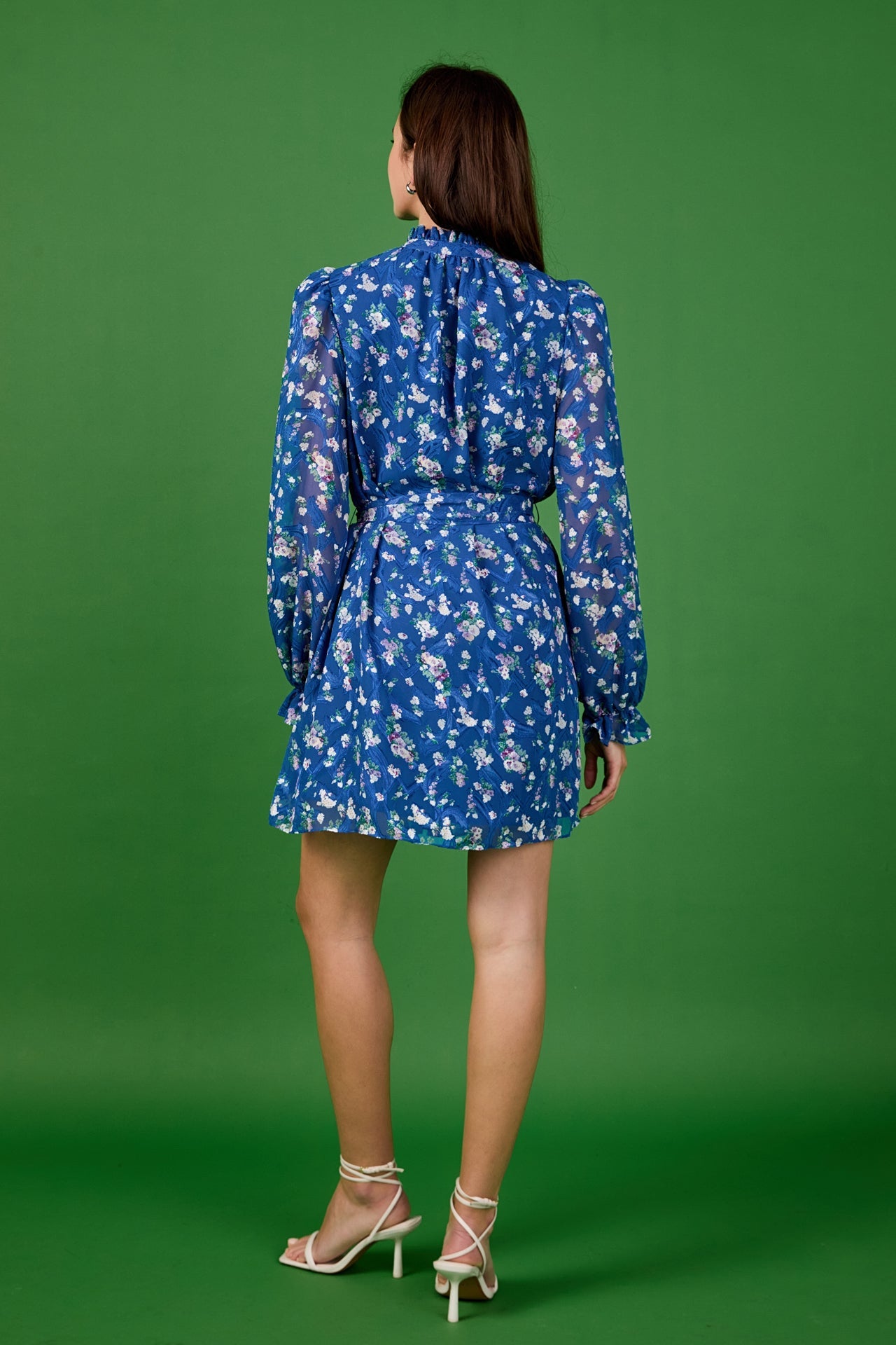 Floral Chiffon Belted Mini Dress