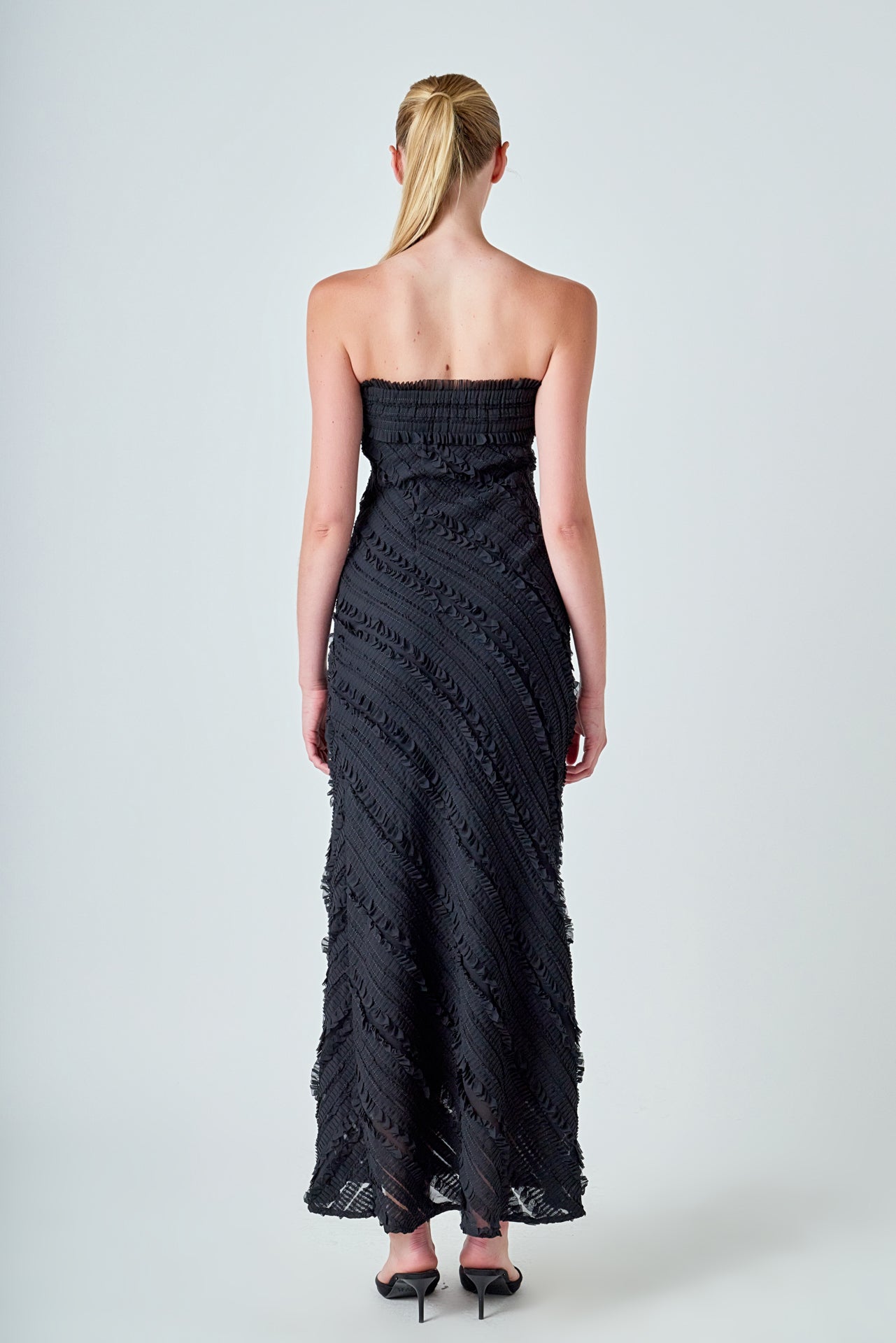 Strapless Ruffled Maxi Dress