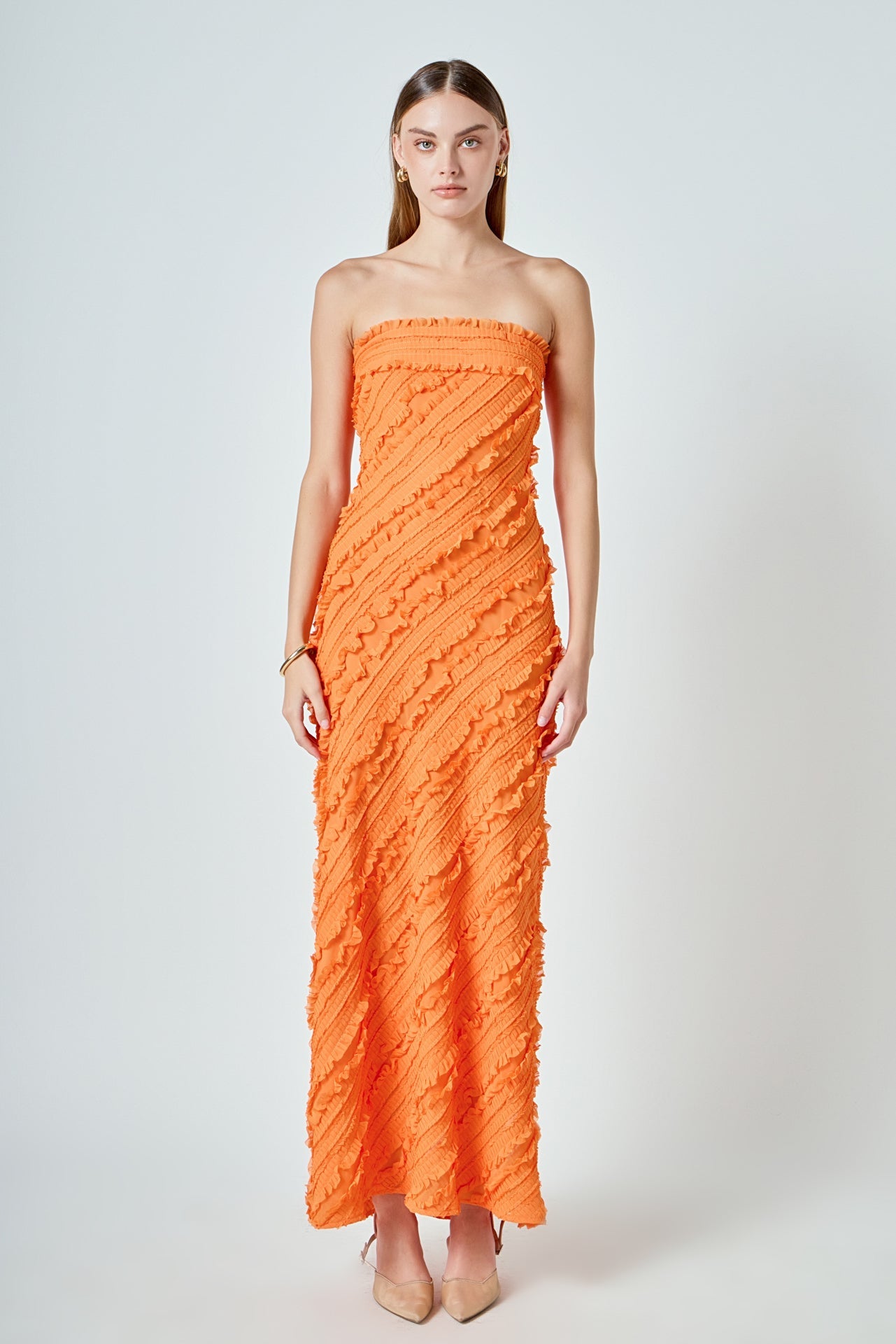 Strapless Ruffled Maxi Dress