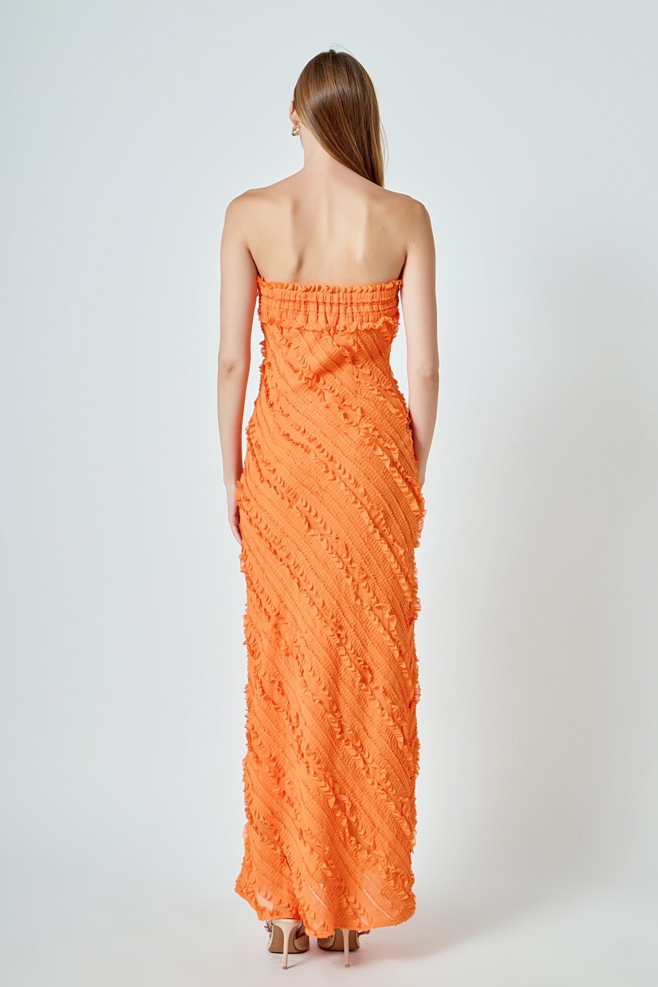 Strapless Ruffled Maxi Dress