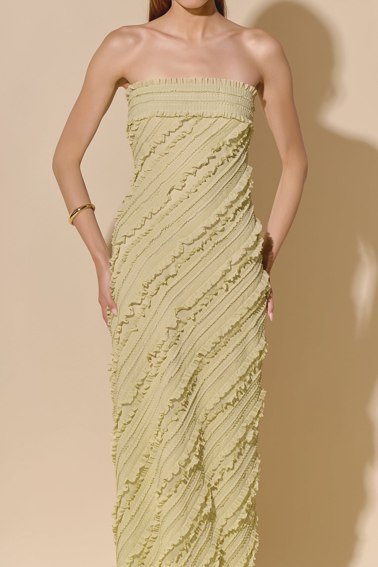 Strapless Ruffled Maxi Dress