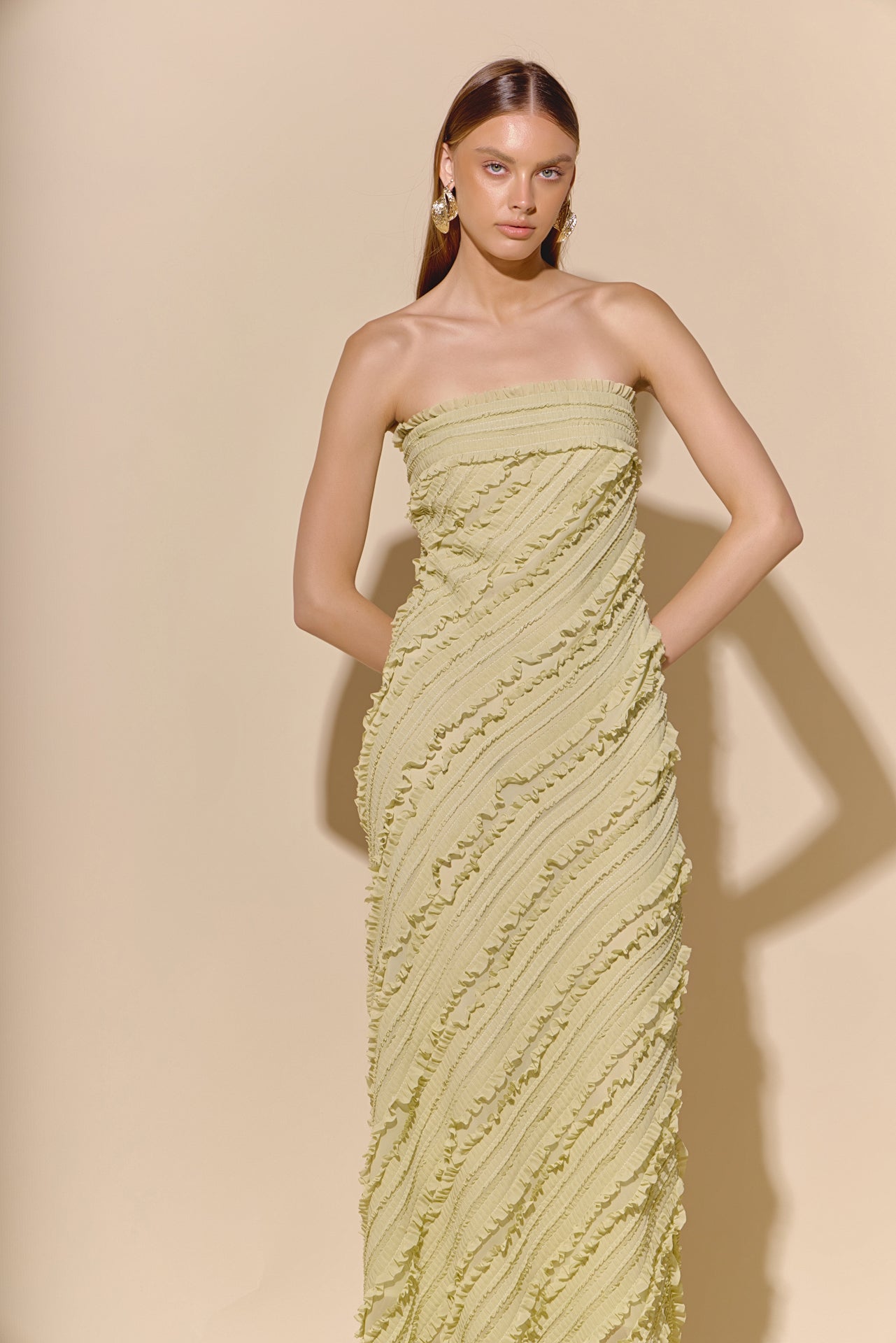 Strapless Ruffled Maxi Dress