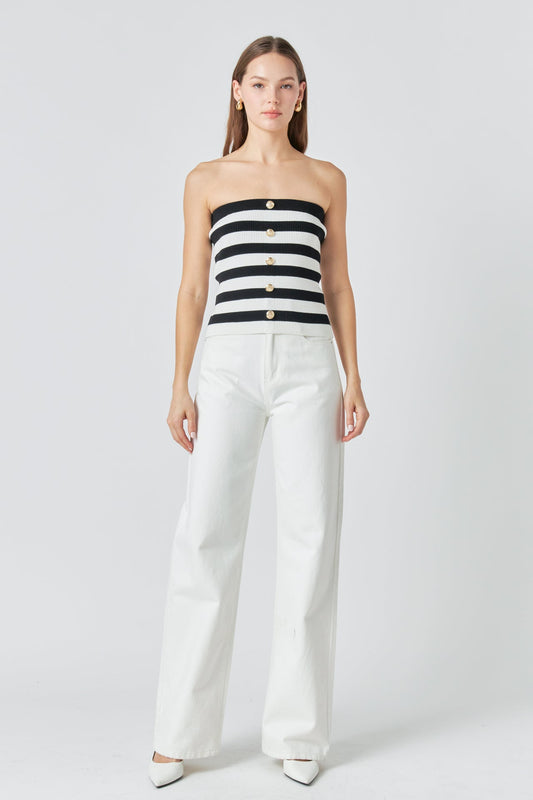 Striped Strapless Top