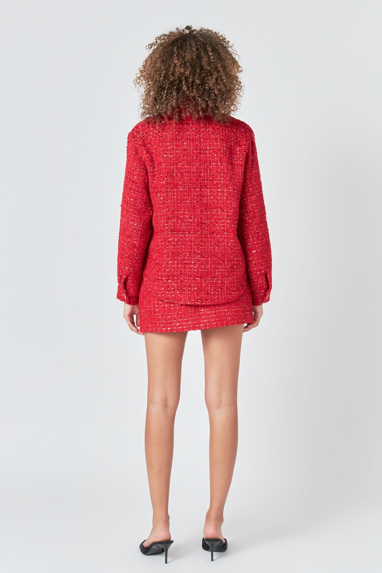 Tweed High Slit Skort