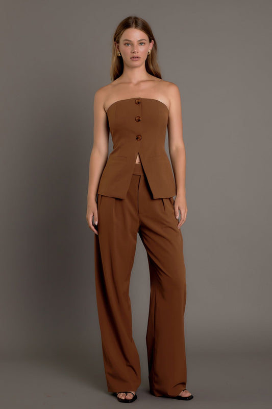 Strapless 3-pc button Long Top