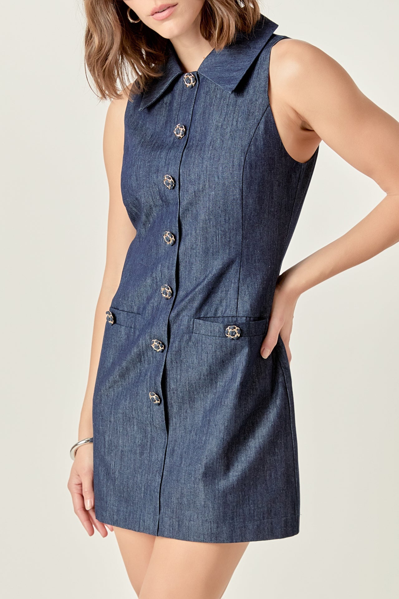 Denim Collared Mini Dress