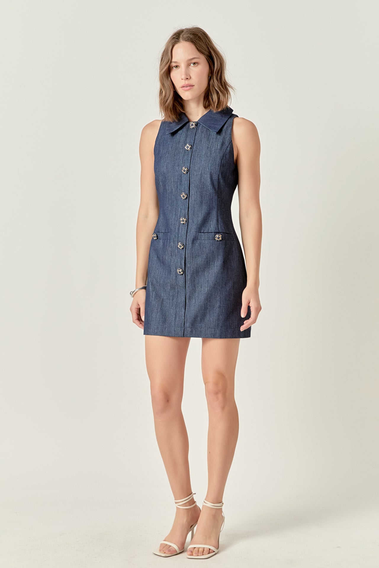 Denim Collared Mini Dress