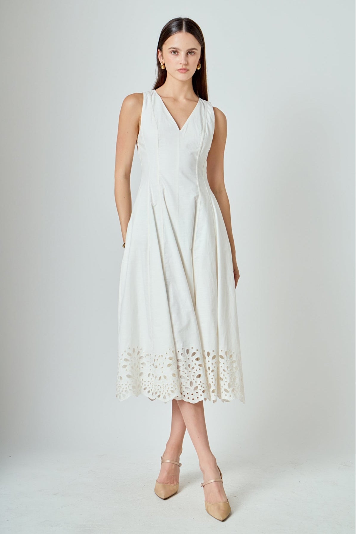 Embroidered Flounce Maxi Dress