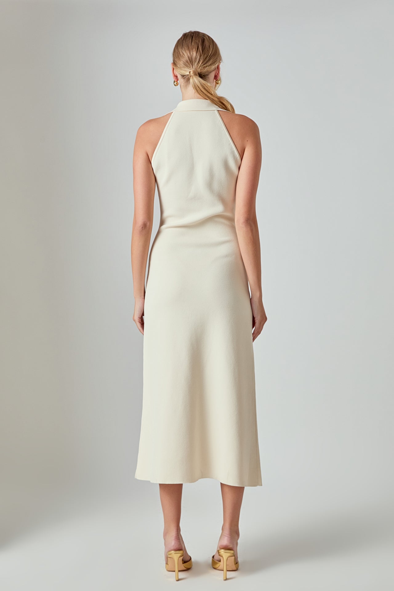 Knit Collared Midi Dress
