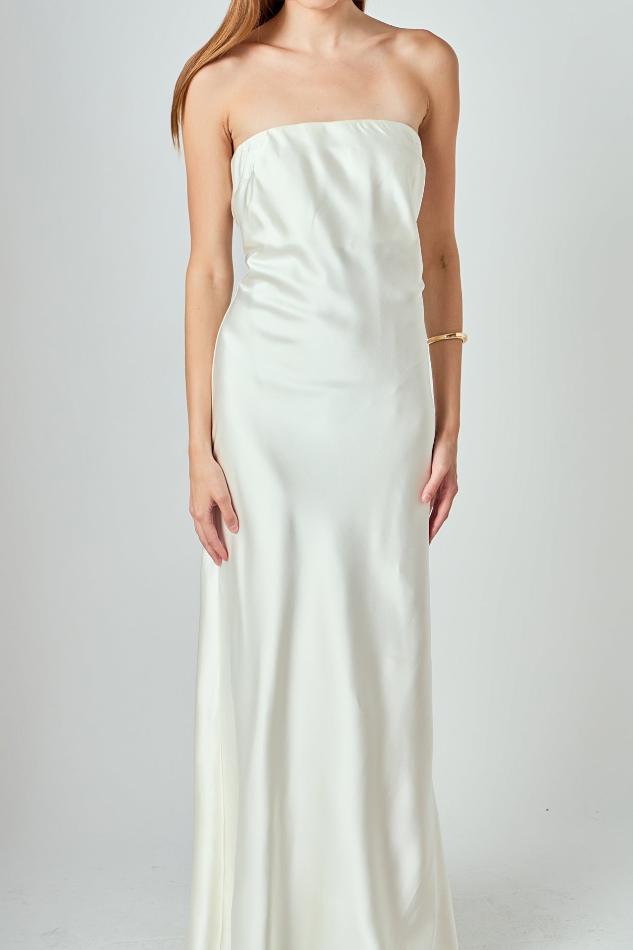 Strapless Satin Maxi Dress