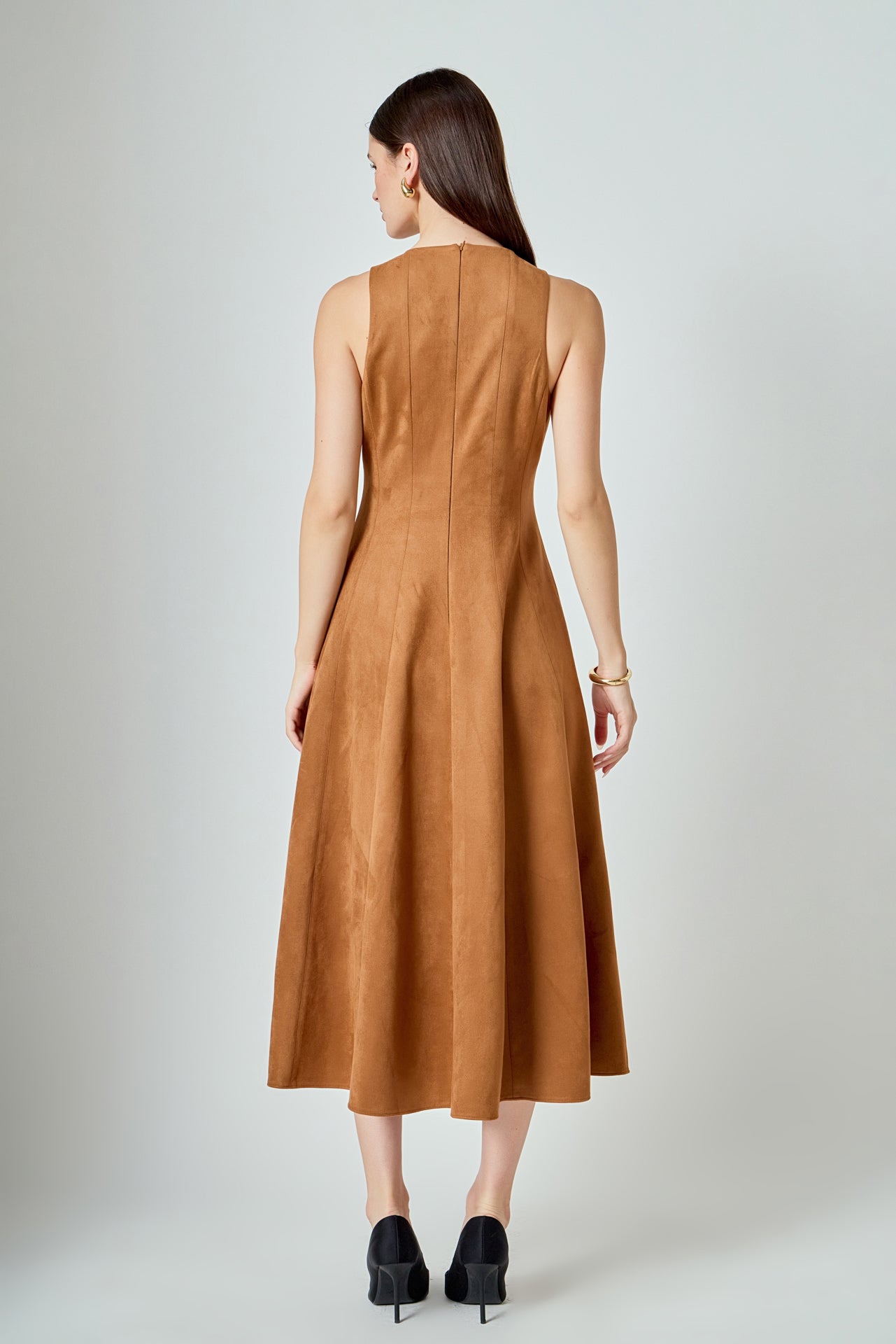 Faux Suede Midi Dress