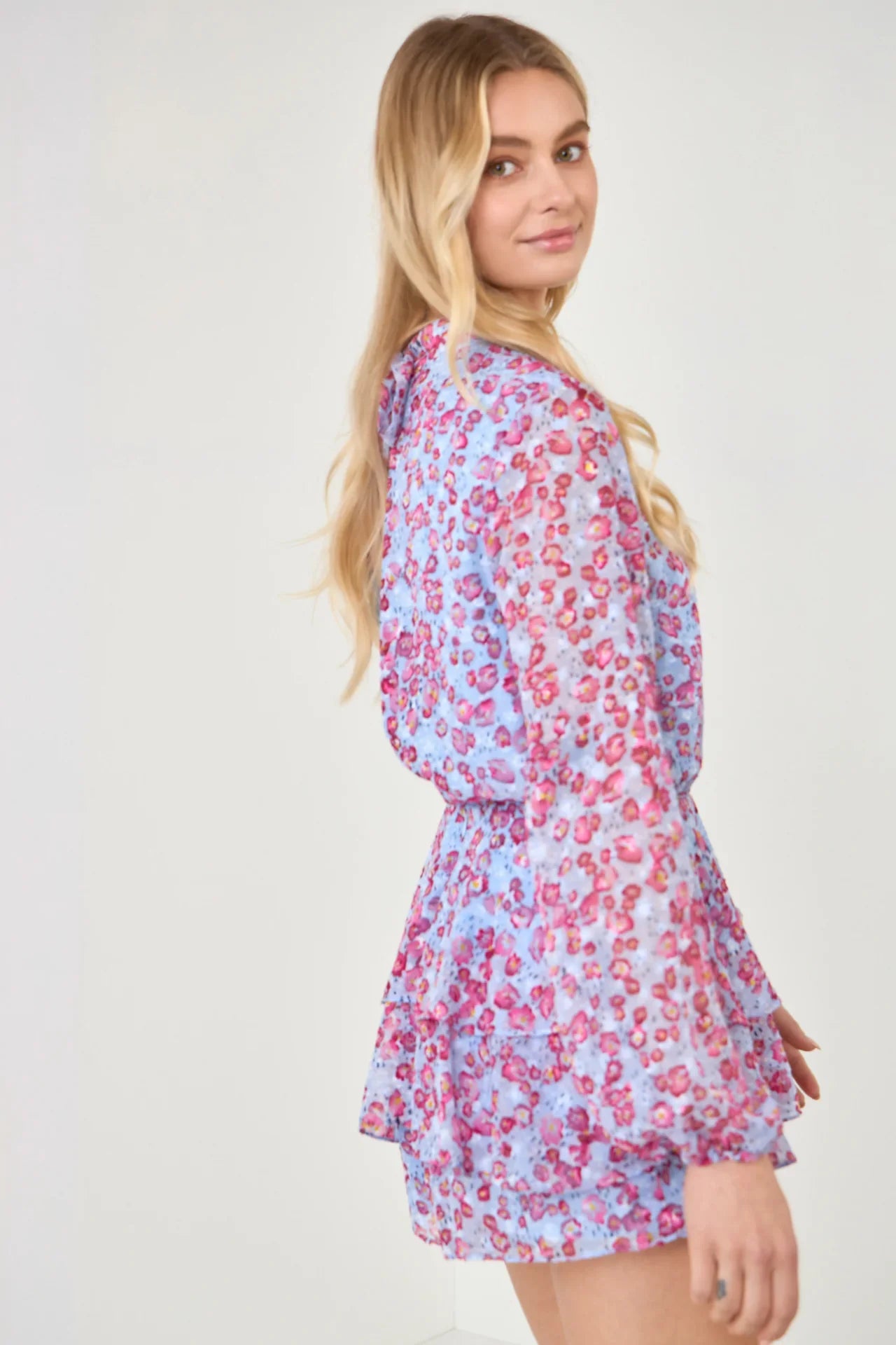 Long-Sleeve Floral Romper