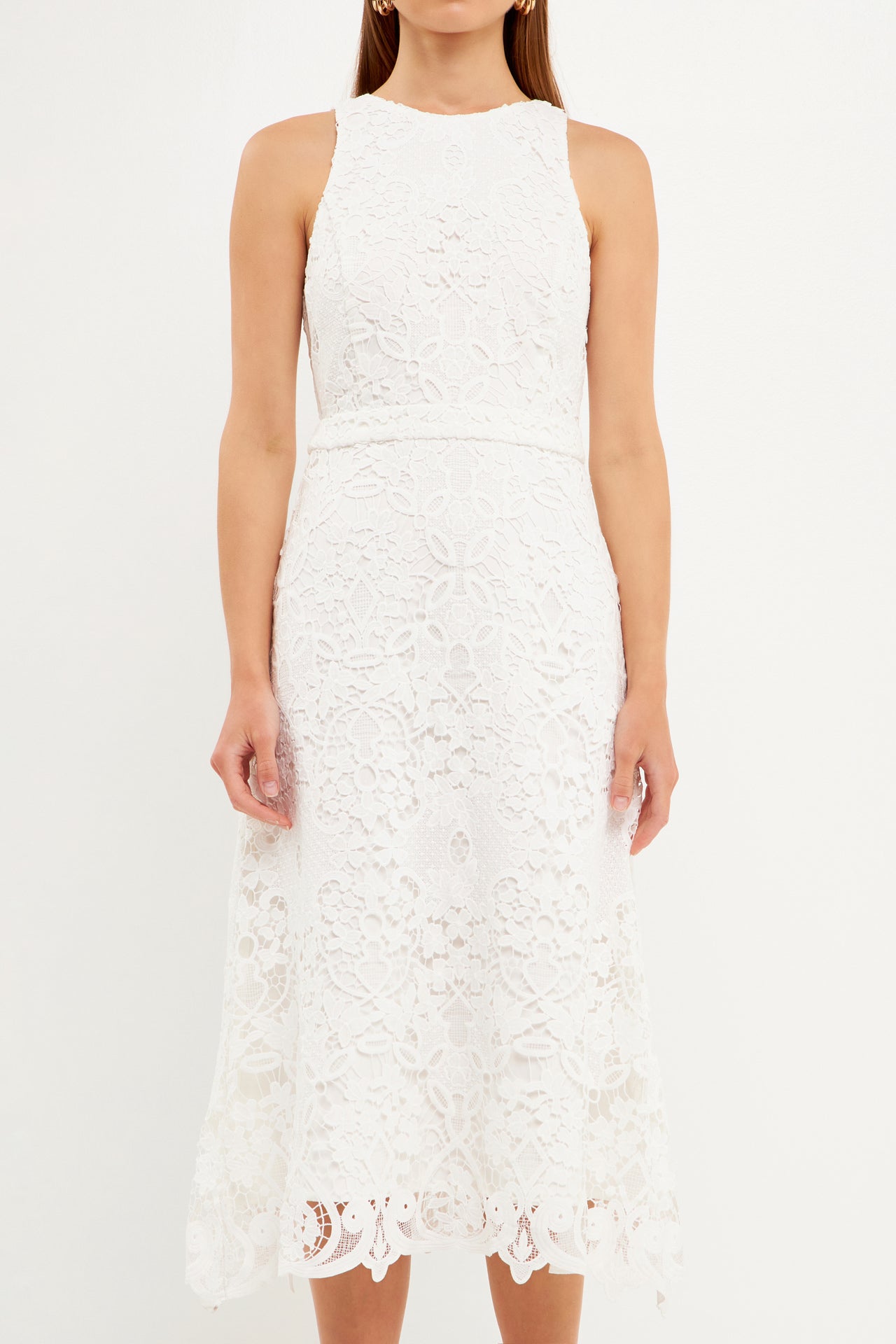 Floral Crochet Lace Cut-Out Midi Dress