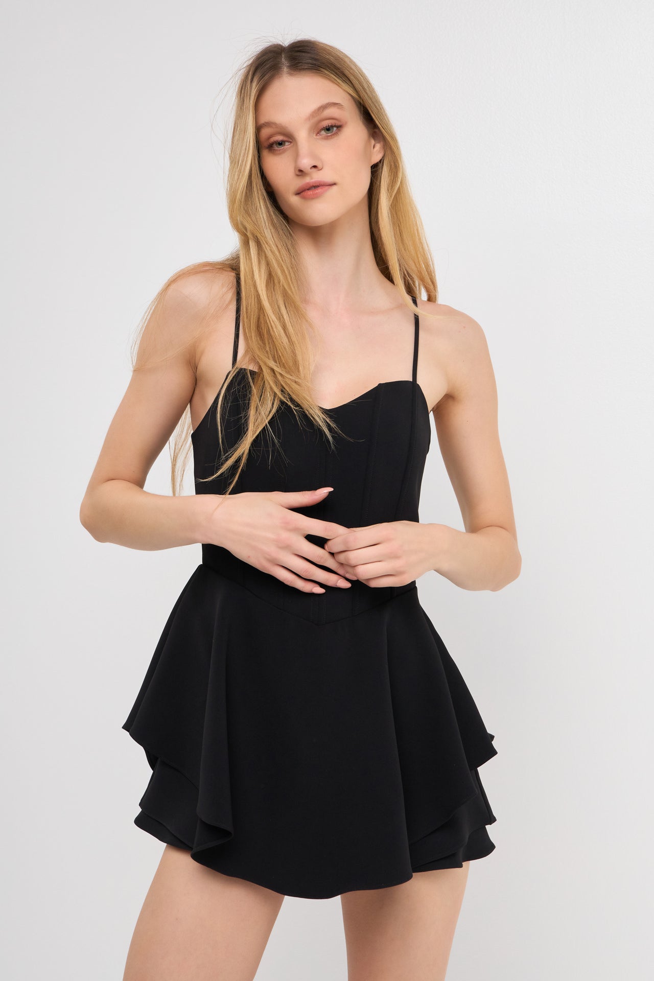 Corset Bustier Ruffled Romper