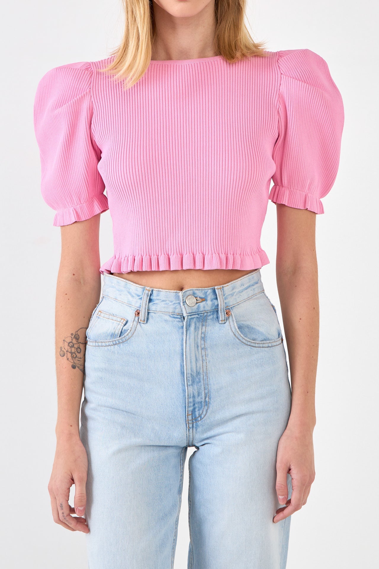Back Tied Straps Knit Top