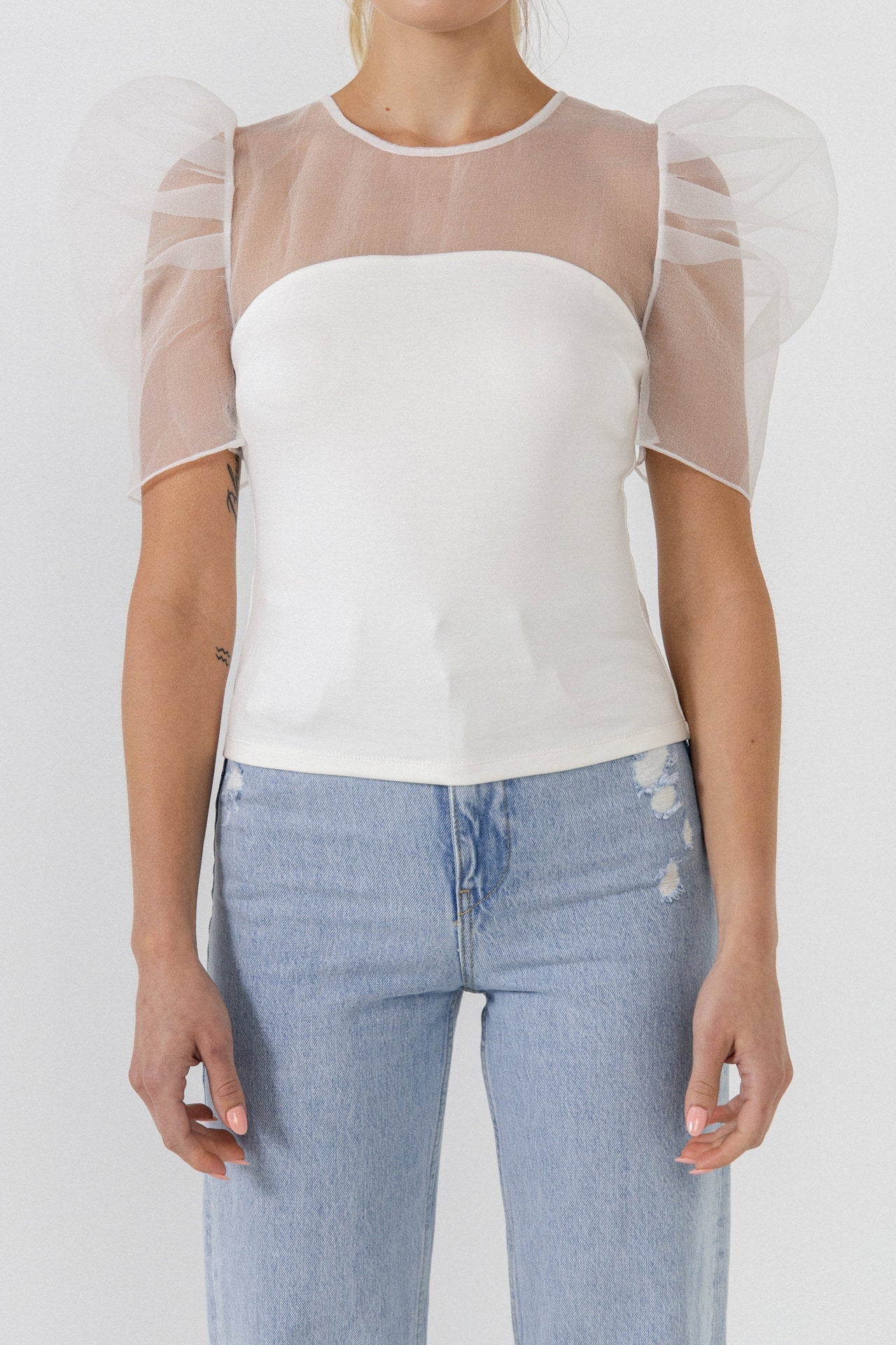 Knit with Organza Mixed Media Top