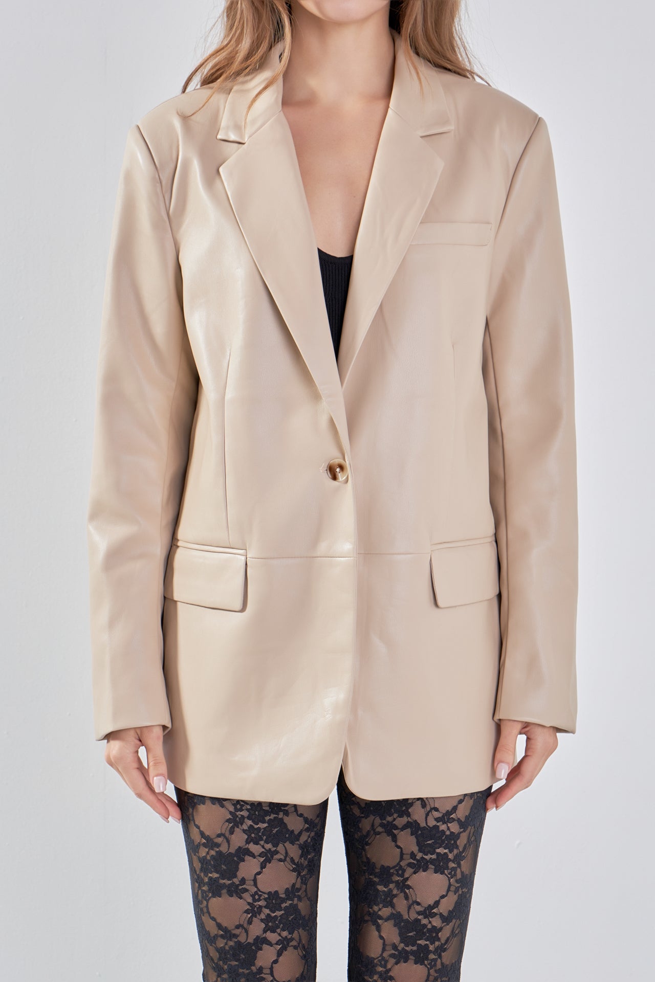 Faux Leather Blazer
