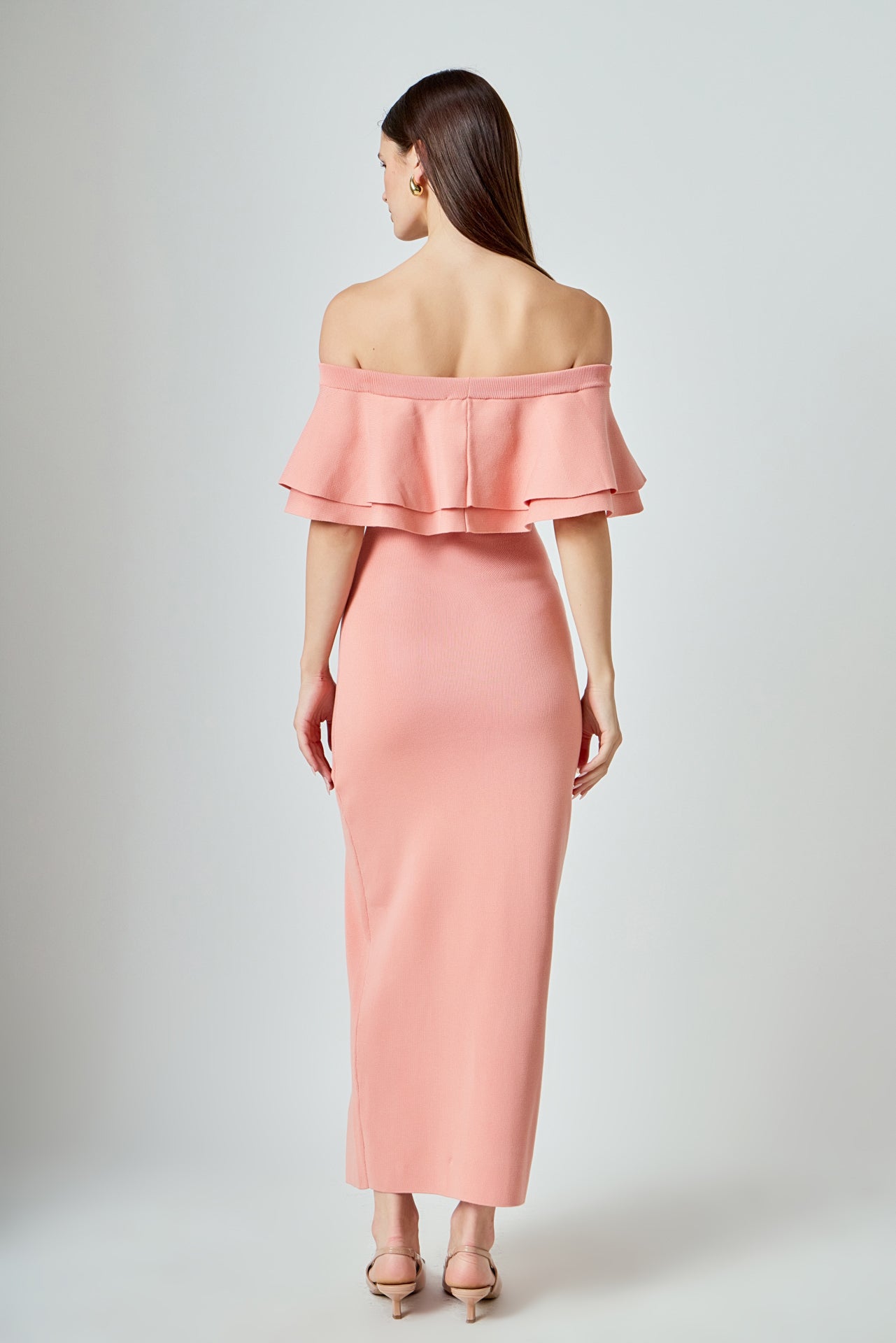 Off the Shoulder Ruffle Maxi Dress
