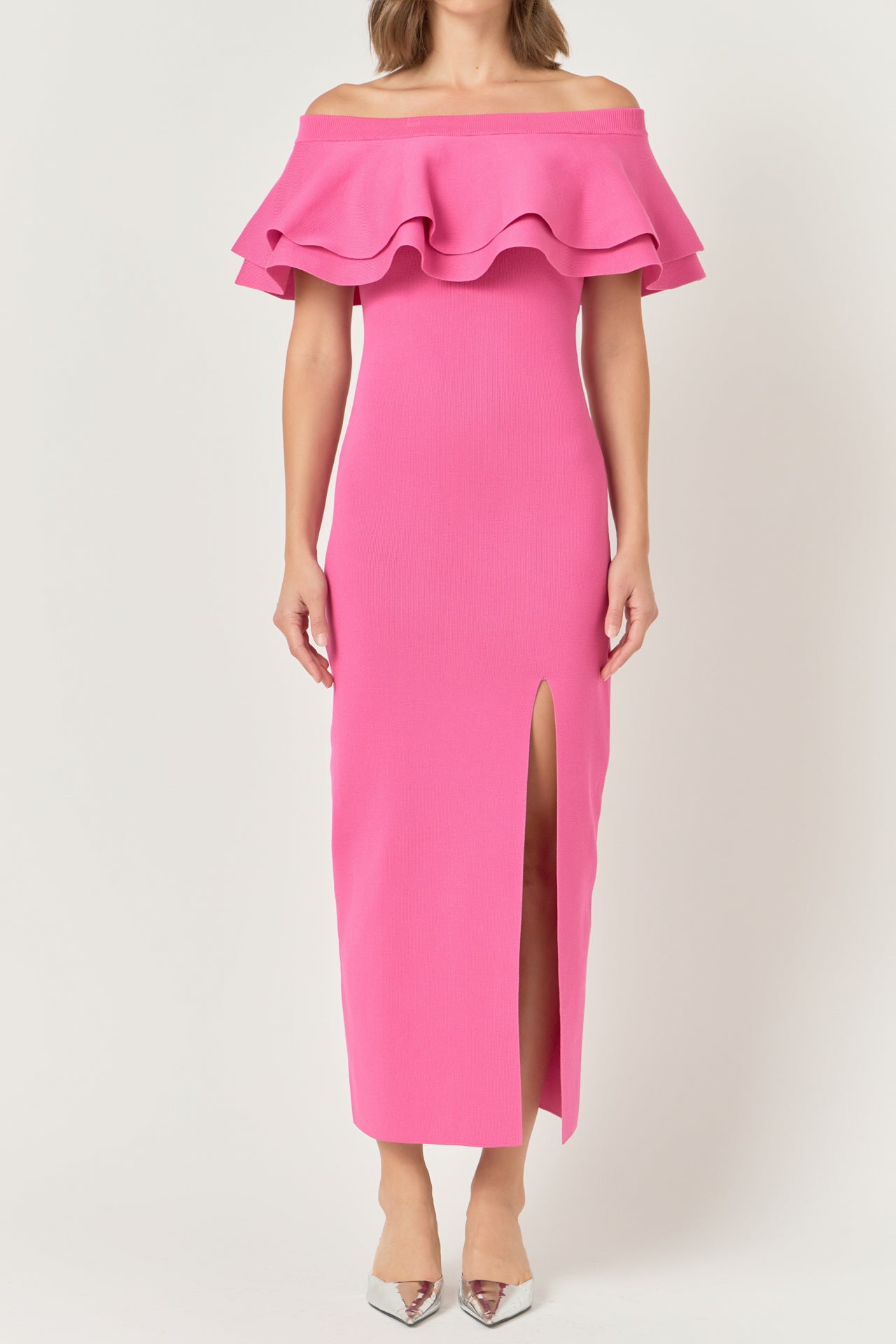 Off the Shoulder Ruffle Maxi Dress