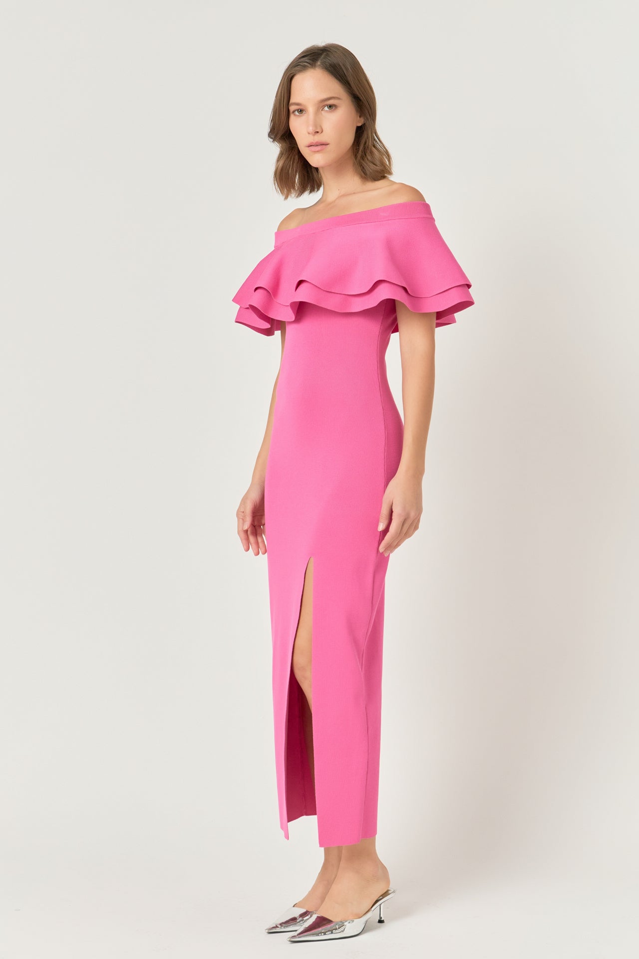 Off the Shoulder Ruffle Maxi Dress