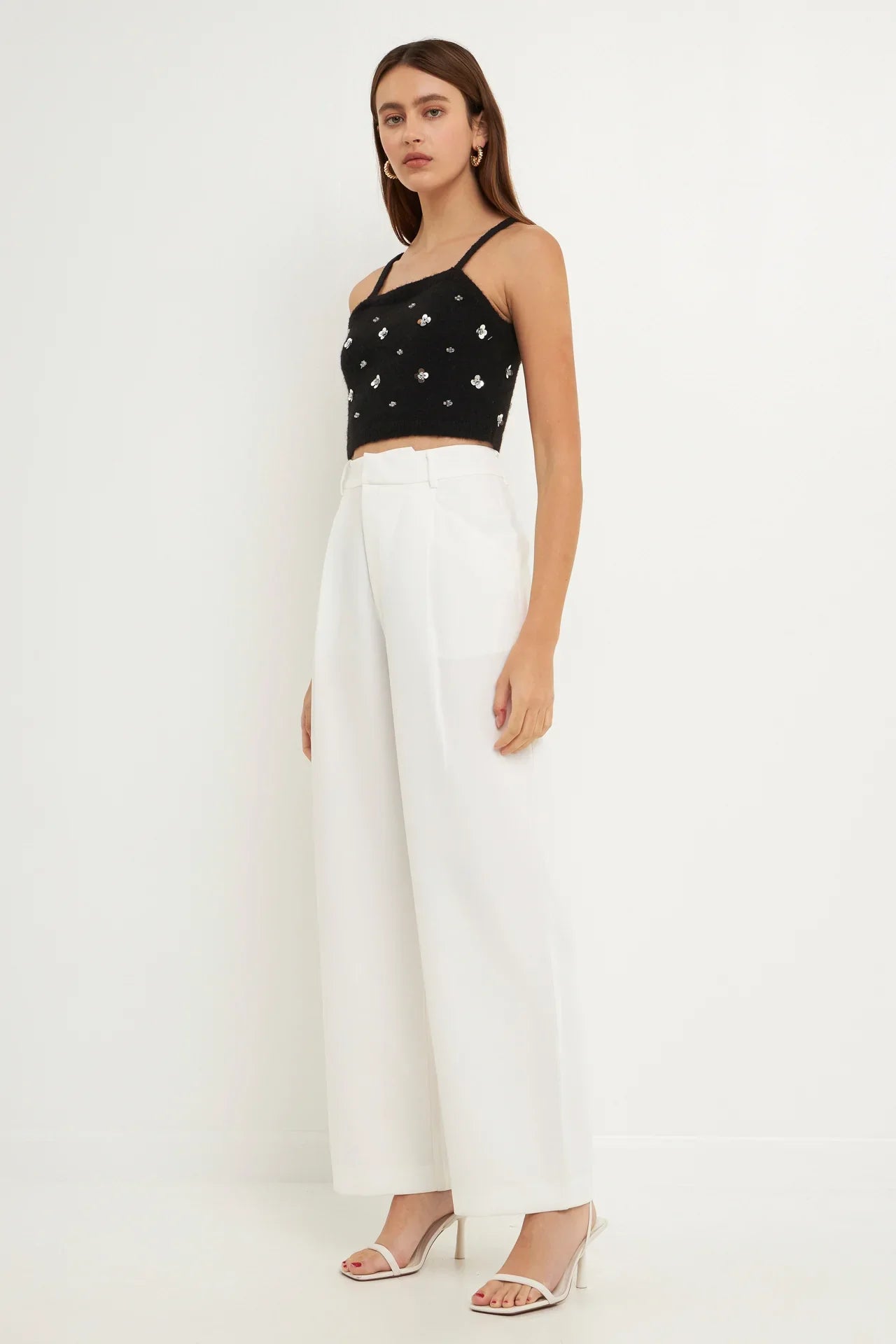 Sequin Embellished Knit Crop Top