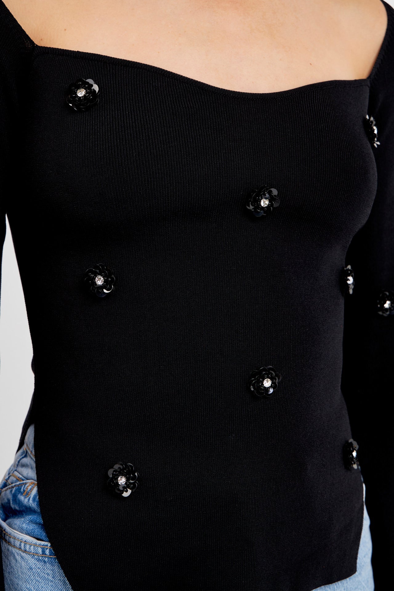 Sequin Flower Sweater