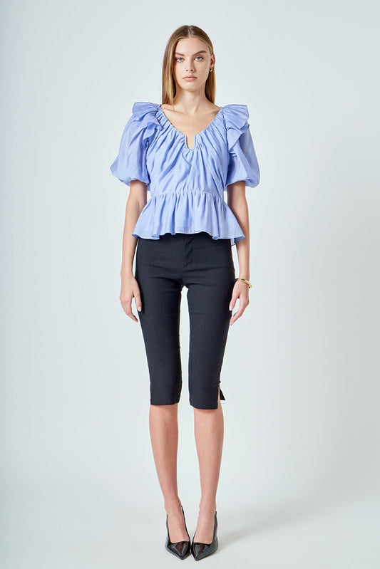 Puff Sleeve Peplum Top
