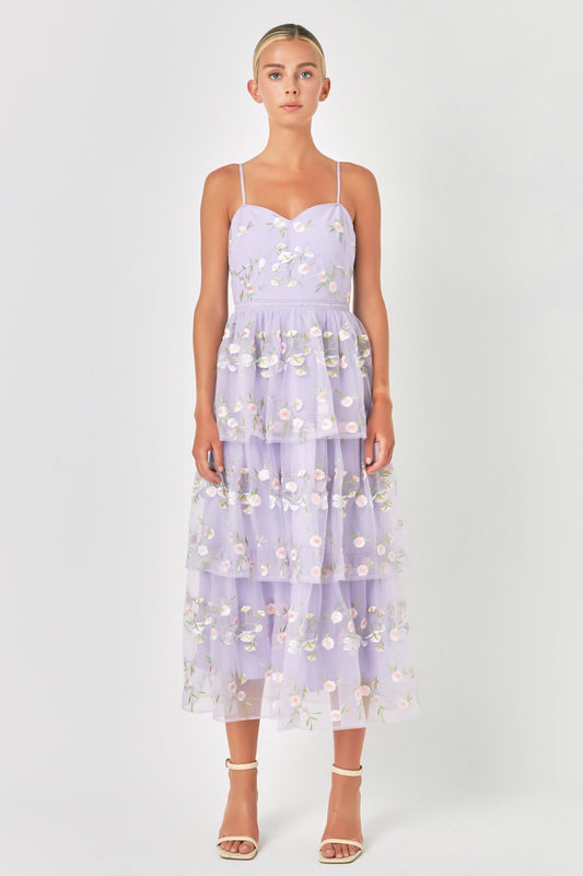 Floral Layered Midi Dress