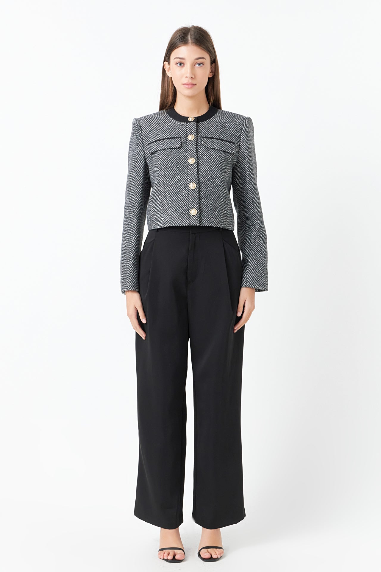 Herringbone Contrast Blazer